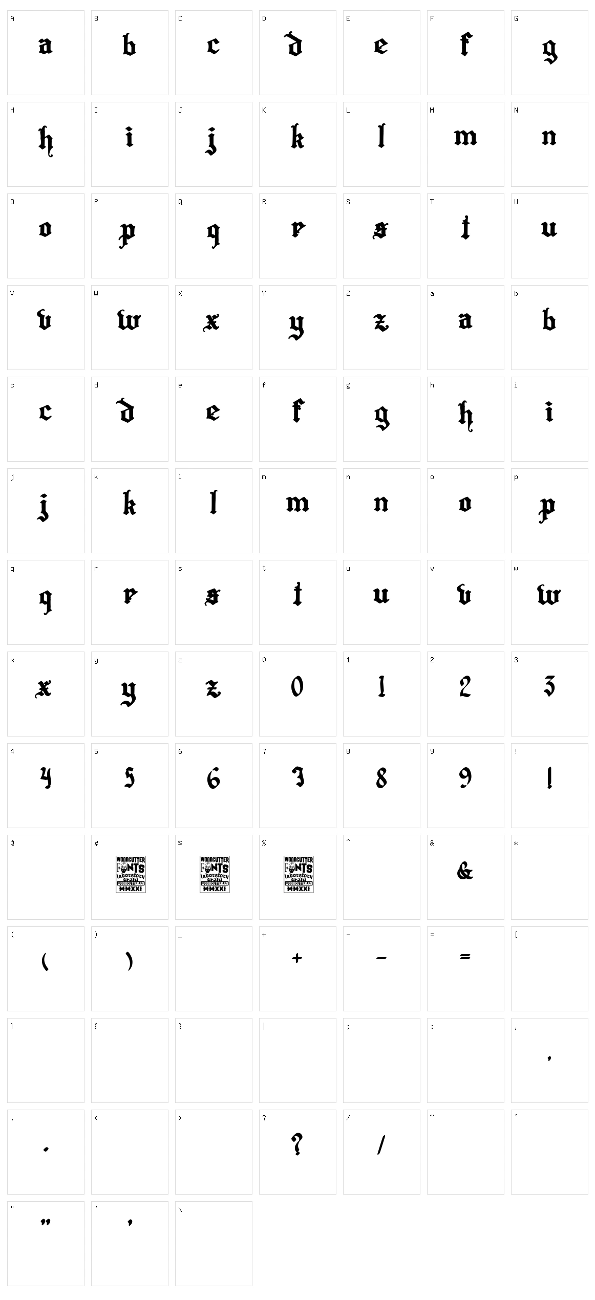 Hispanicus Character Set