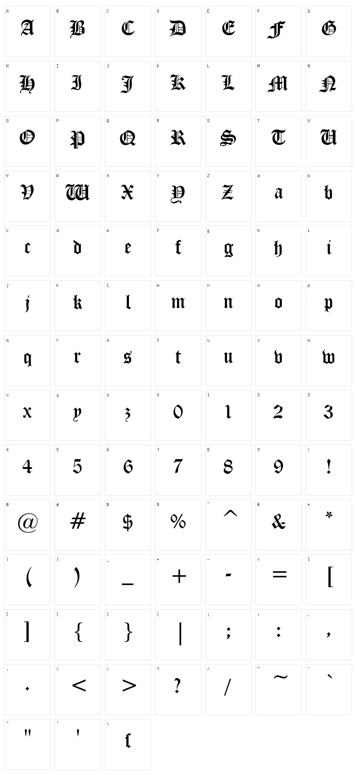 Iglesia Character Set