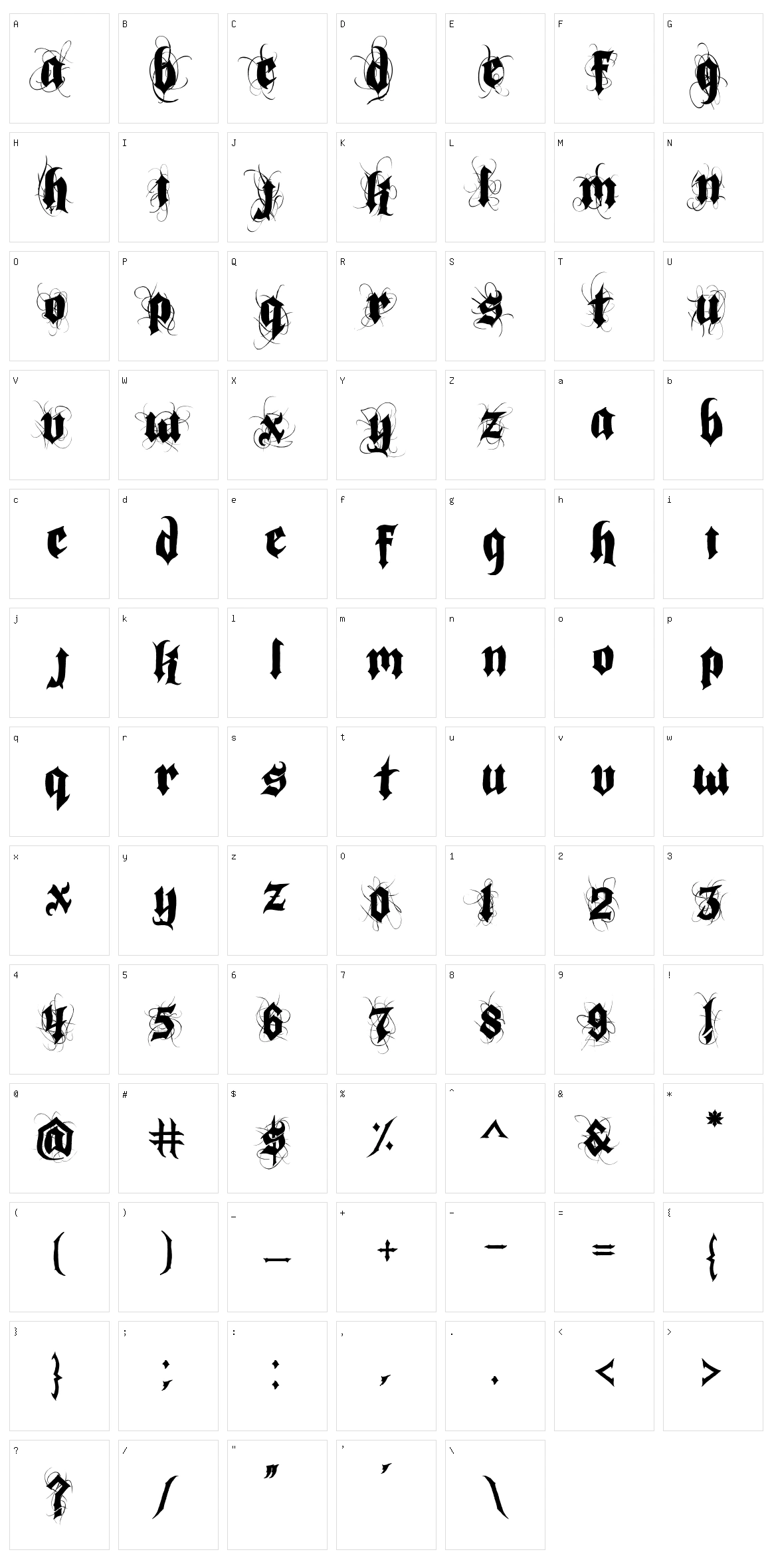 Indoctrine Character Set