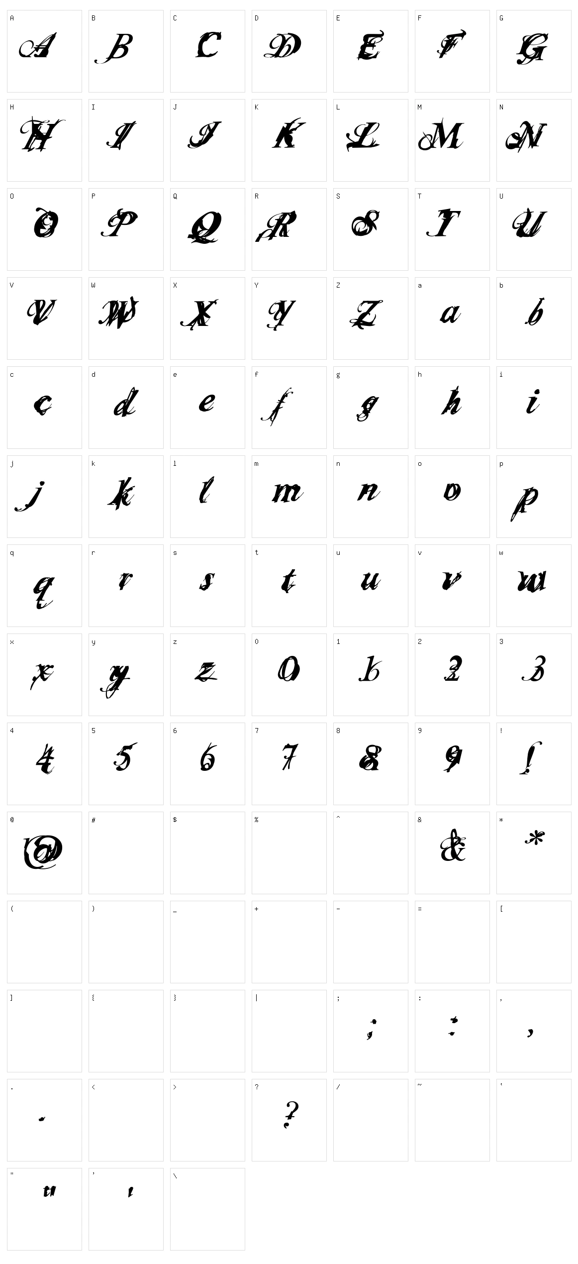 Infiltrace Character Set