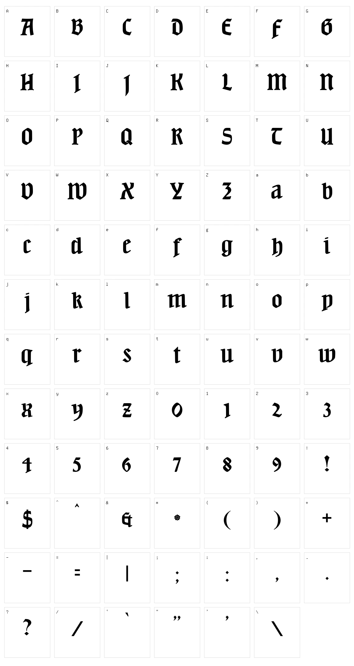 JMH Beda Character Set