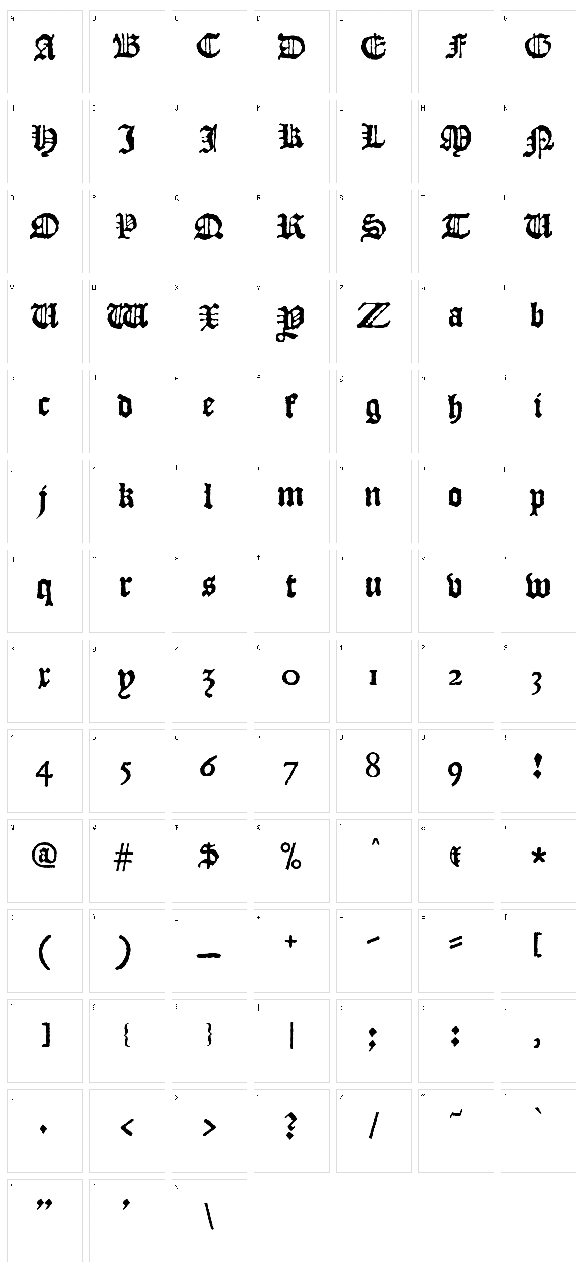 JSL Blackletter Character Set