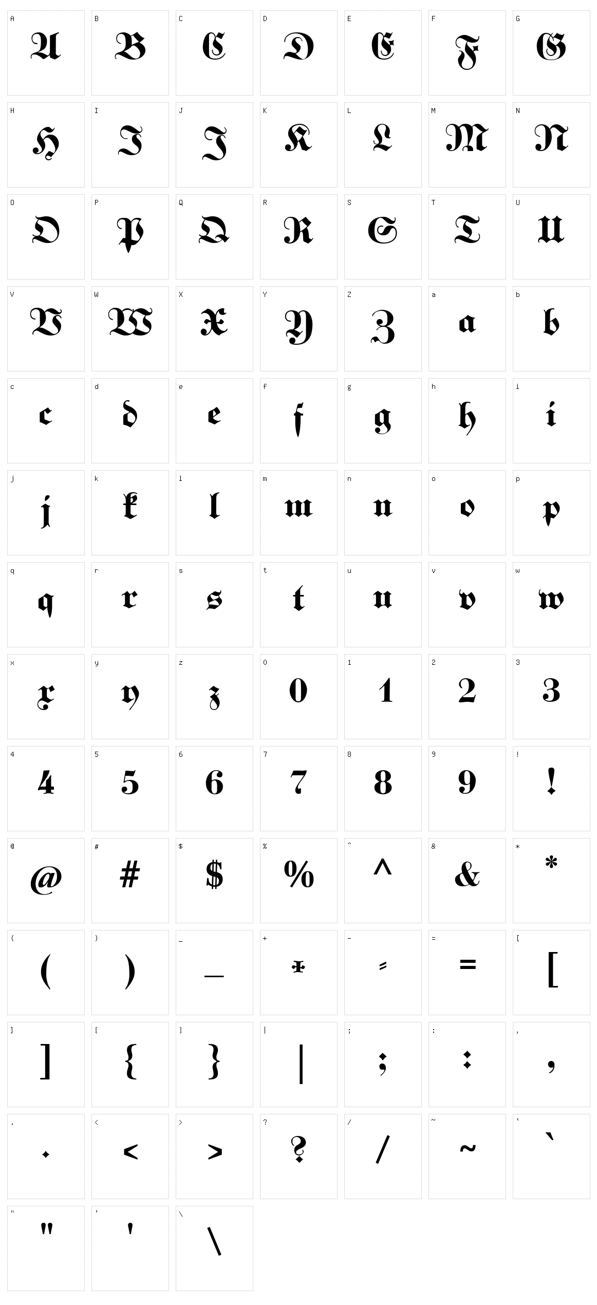 Kabinett Fraktur Character Set