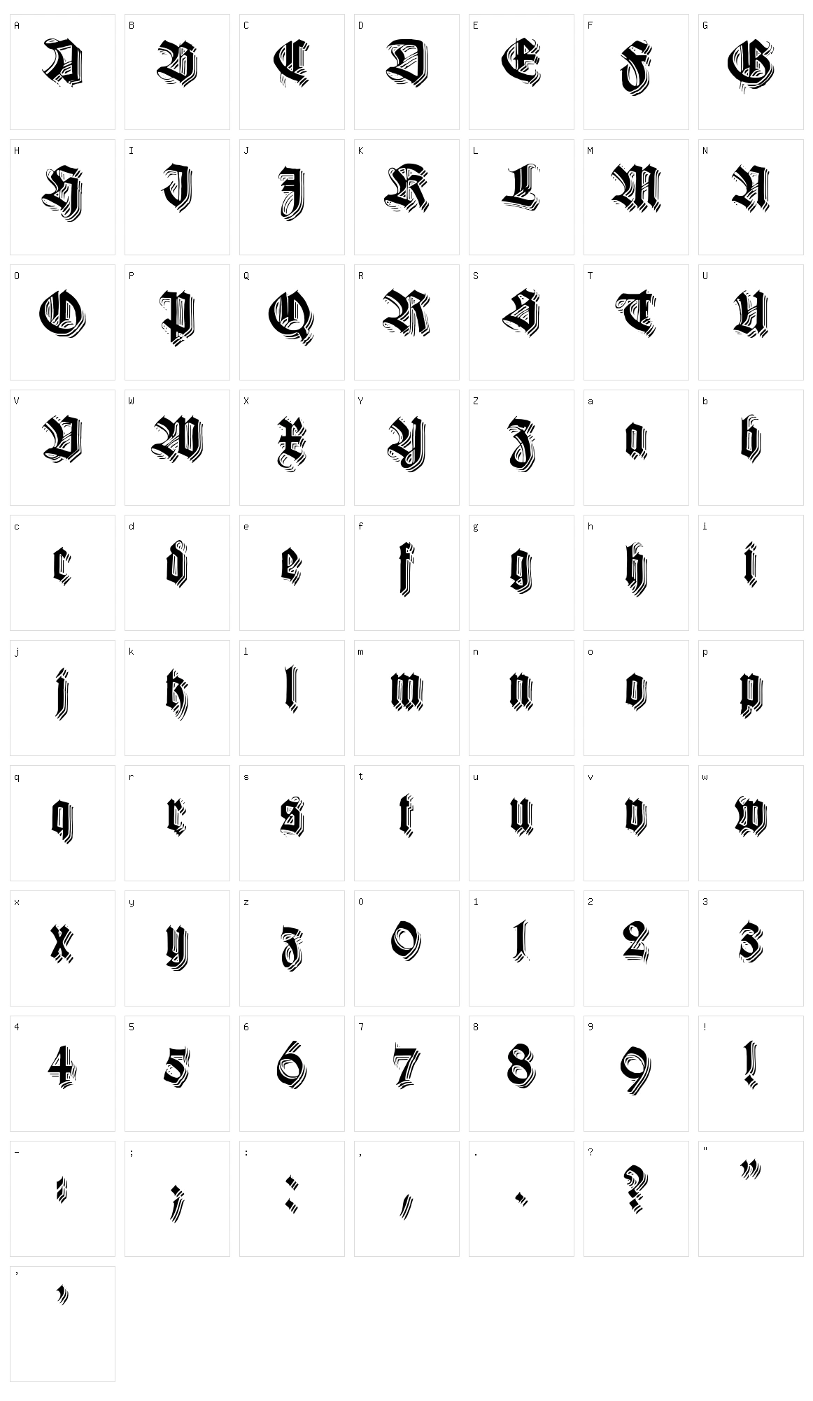 Killigrew Character Set