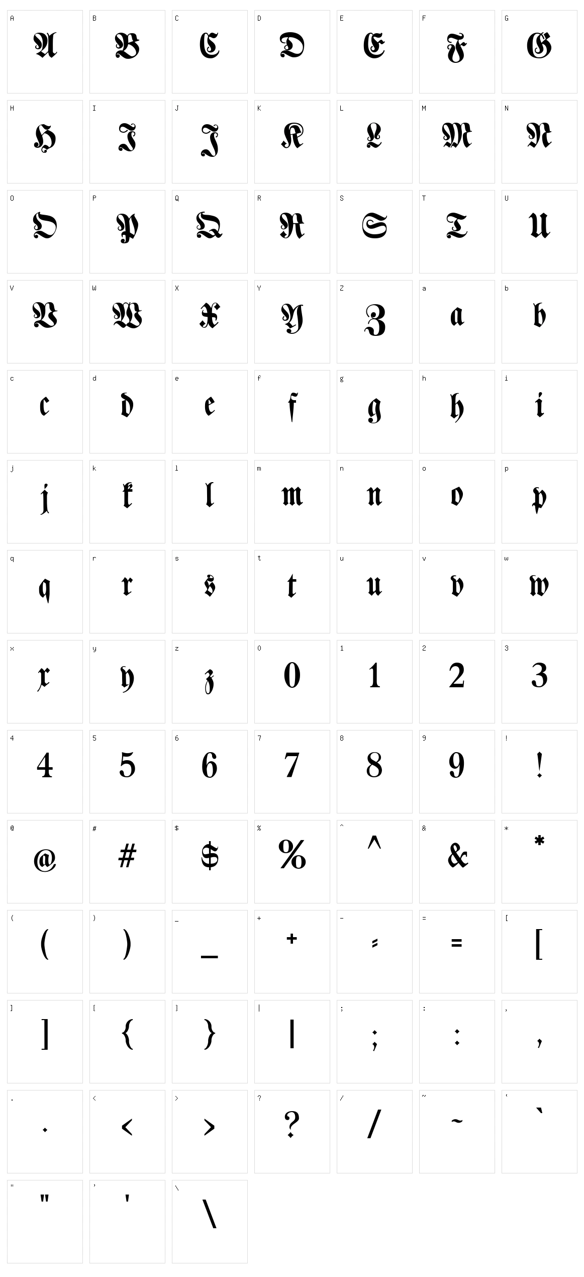 Klaber Fraktur Character Set