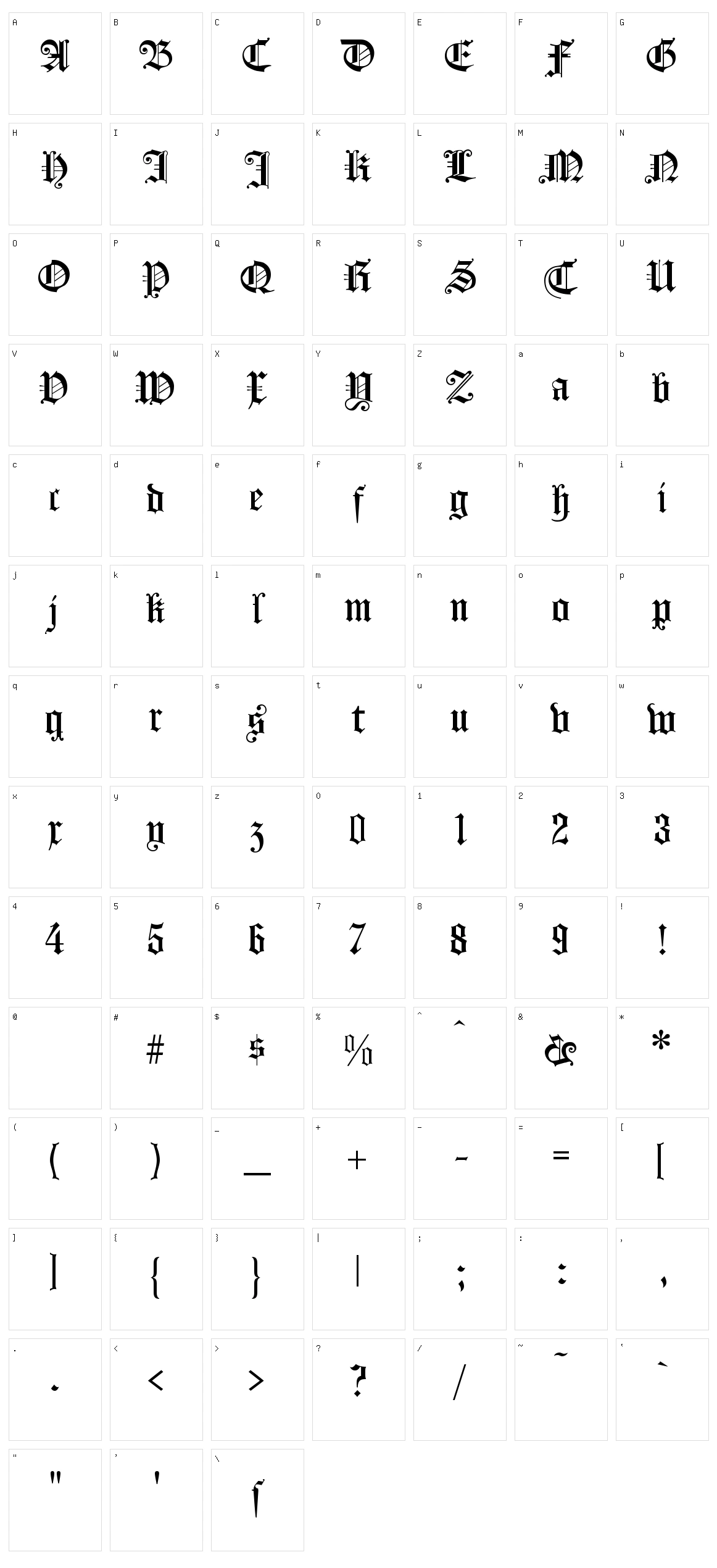 Koenigsberger Gotisch Character Set