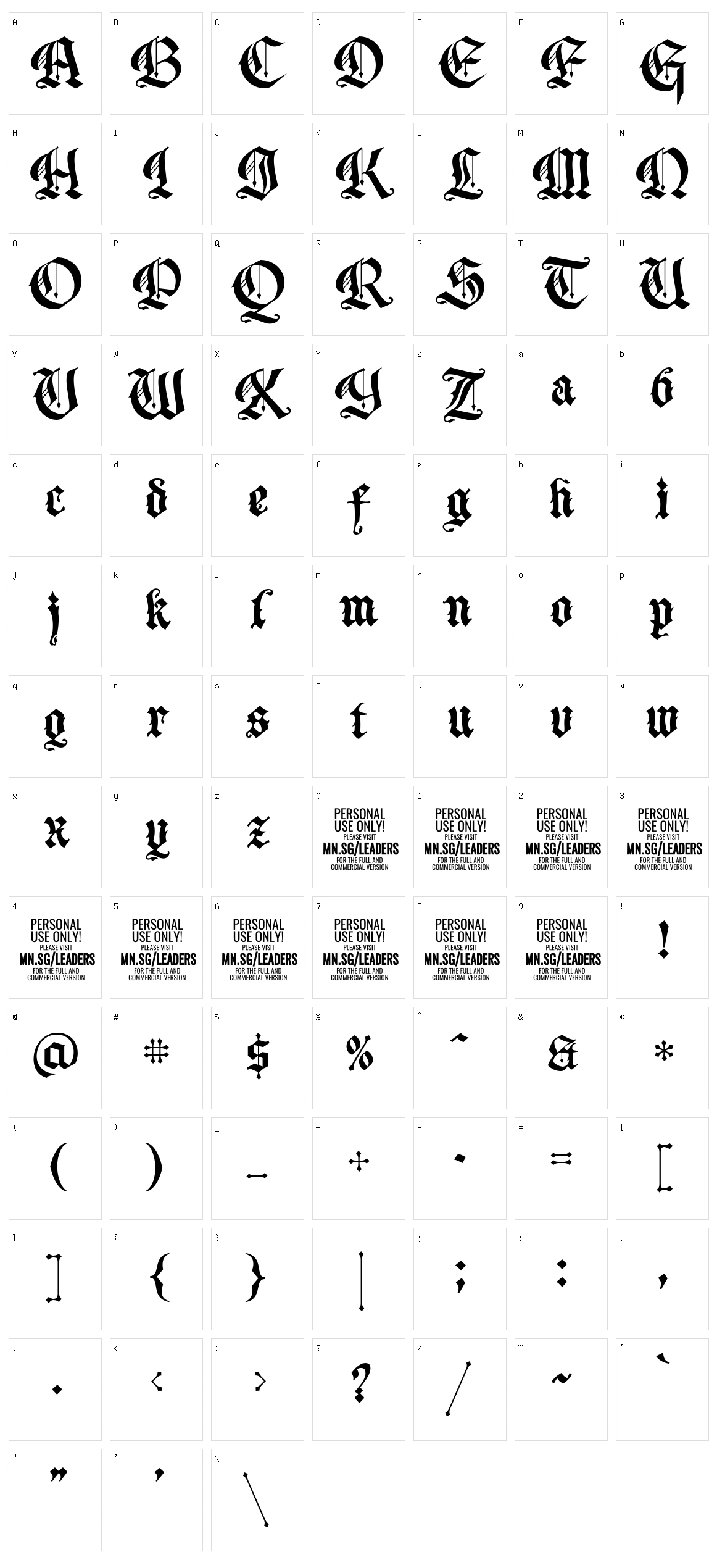 Leaders Character Set