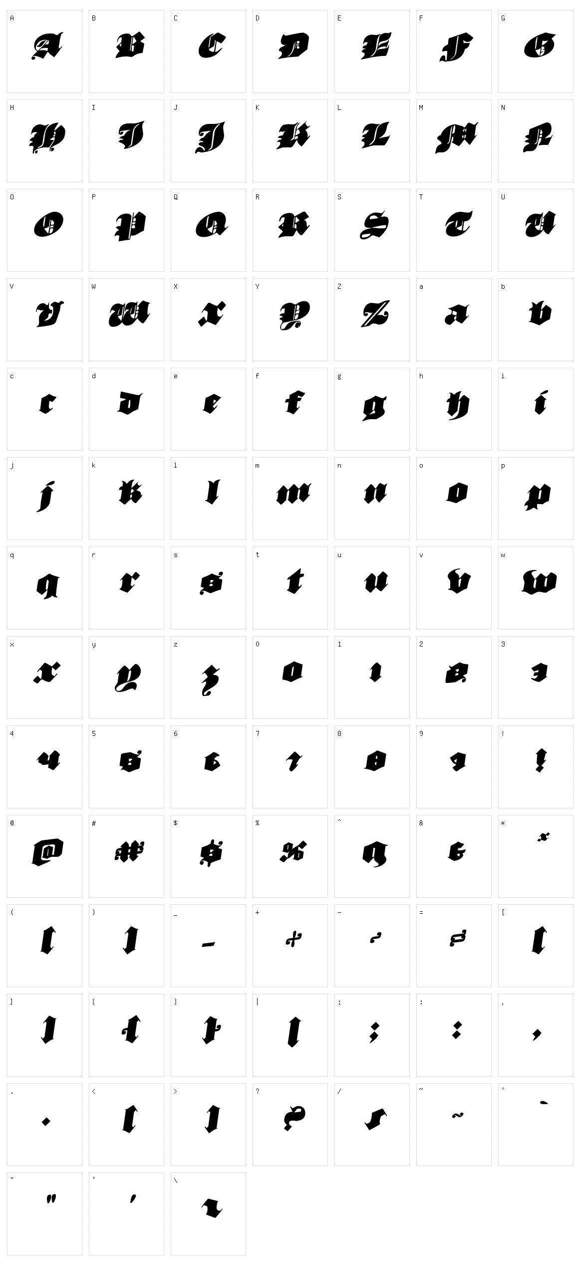 Lux Contra Tenebras Character Set