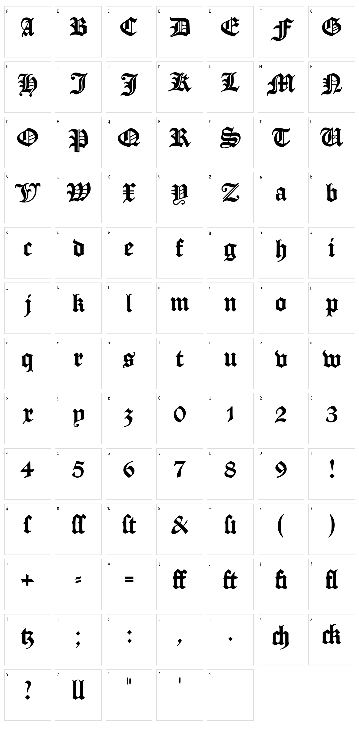Manuskript Gotisch Character Set