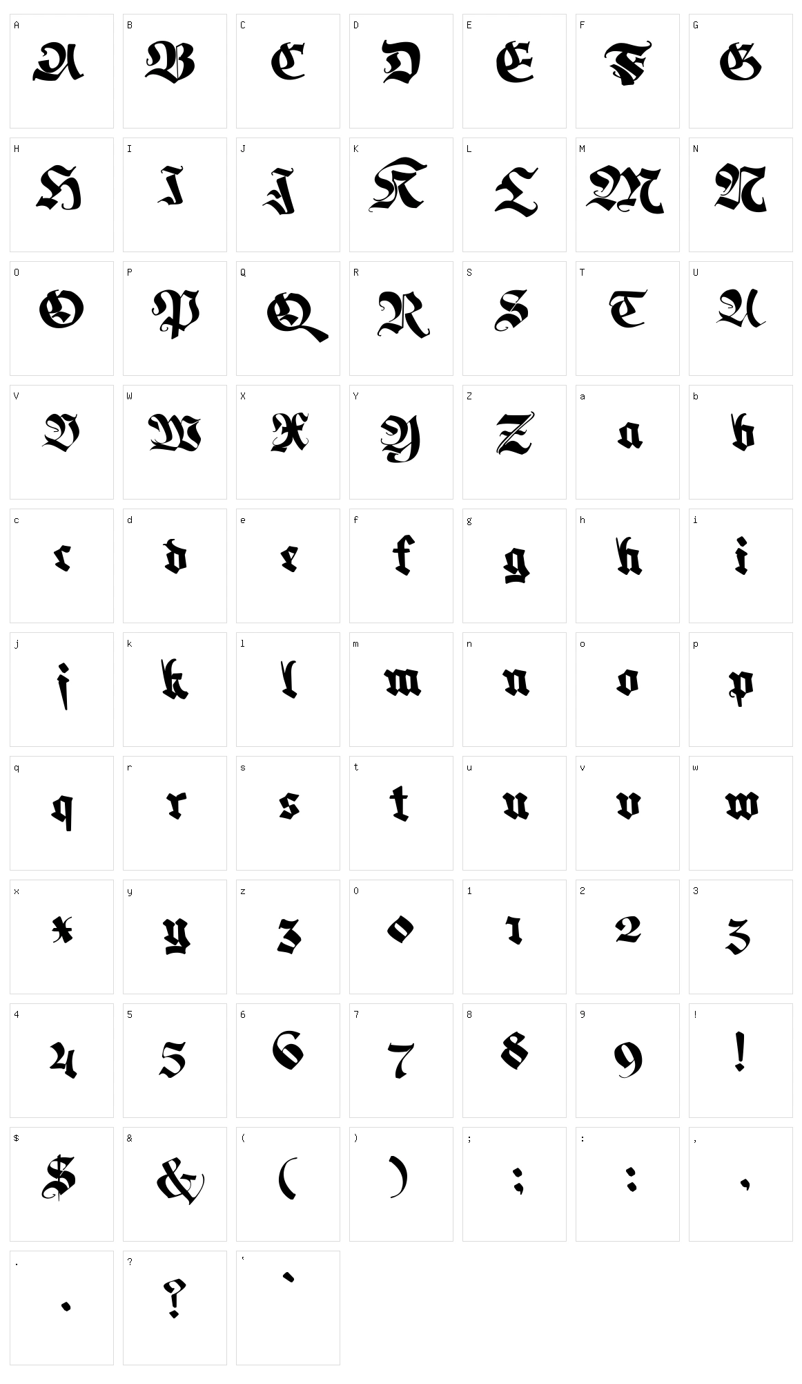 Memela Fraktur Character Set