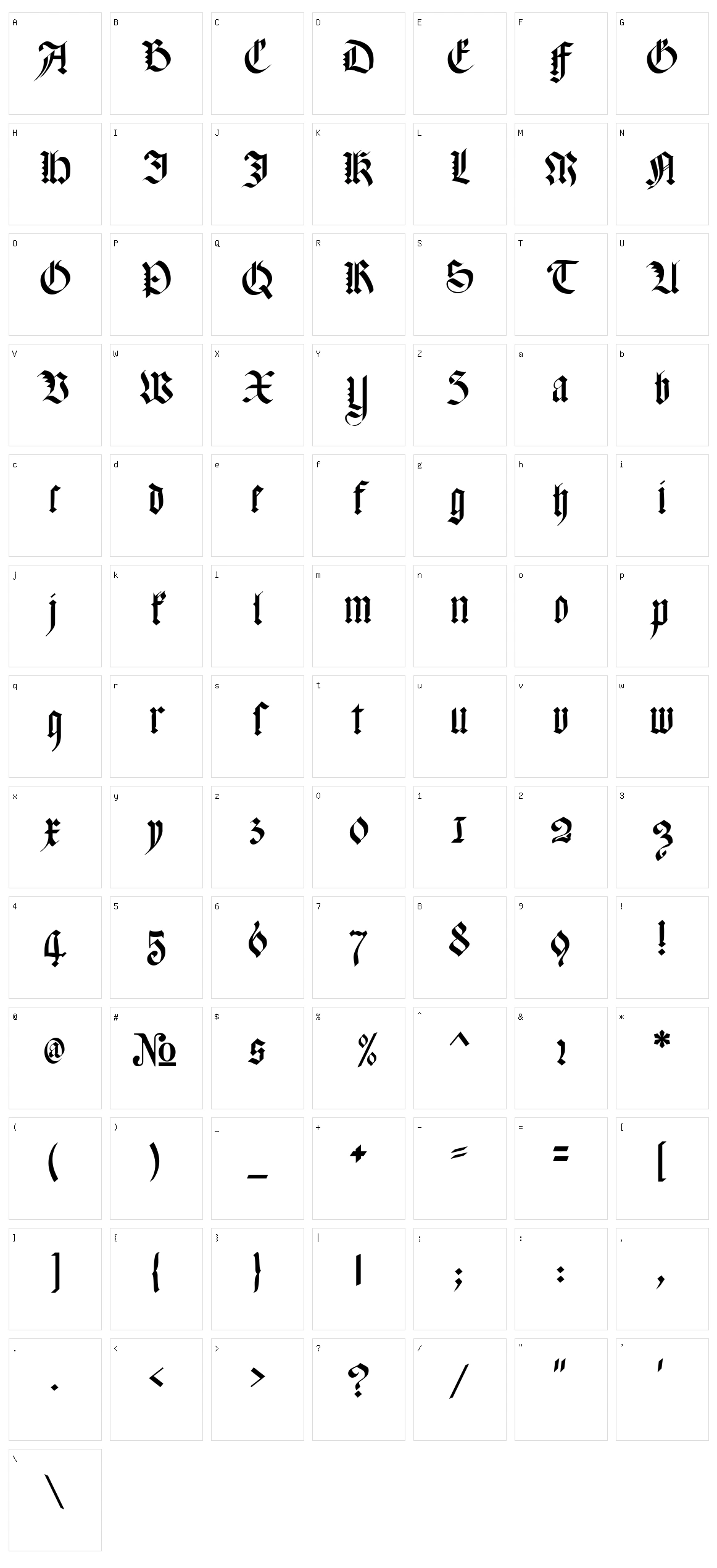 Meyne Textur Character Set