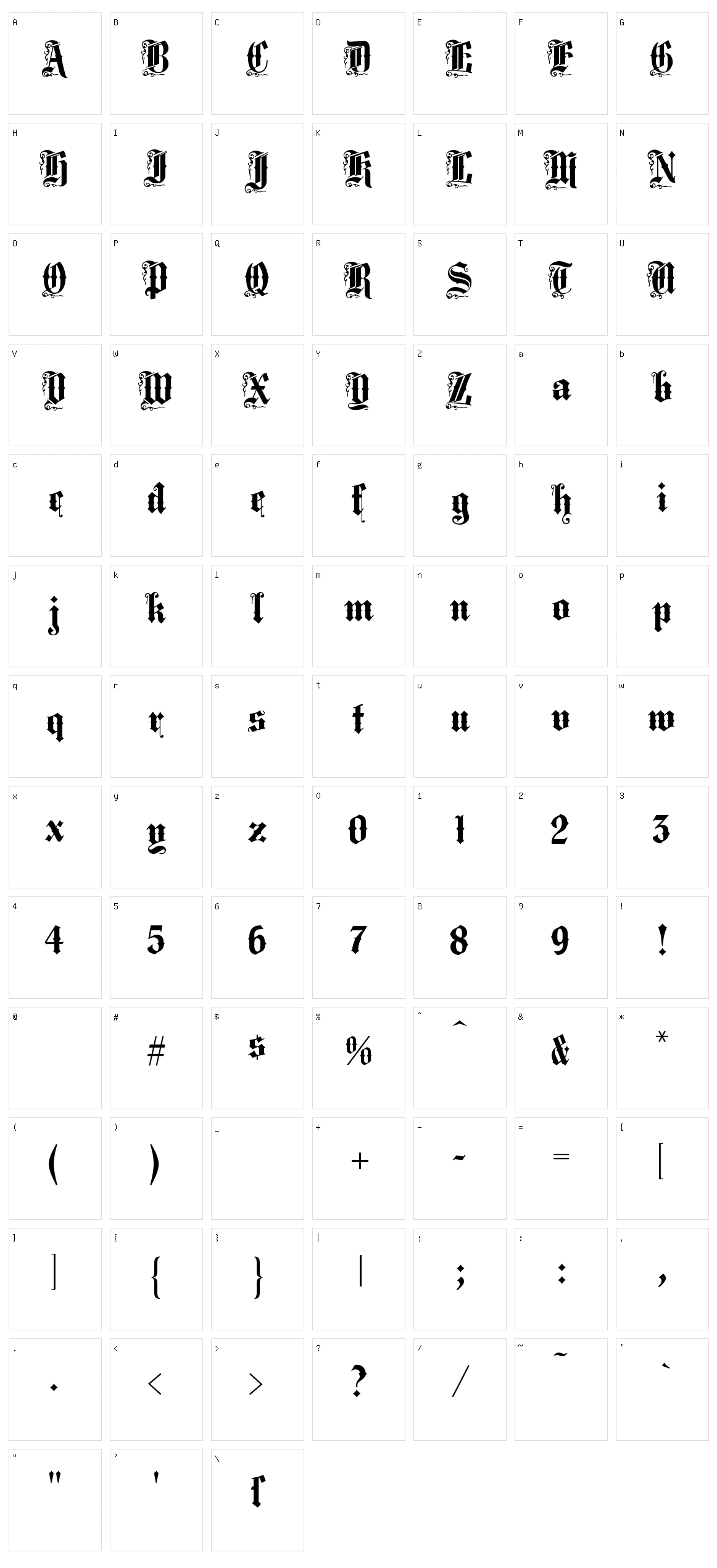 Middle Saxony Text Character Set