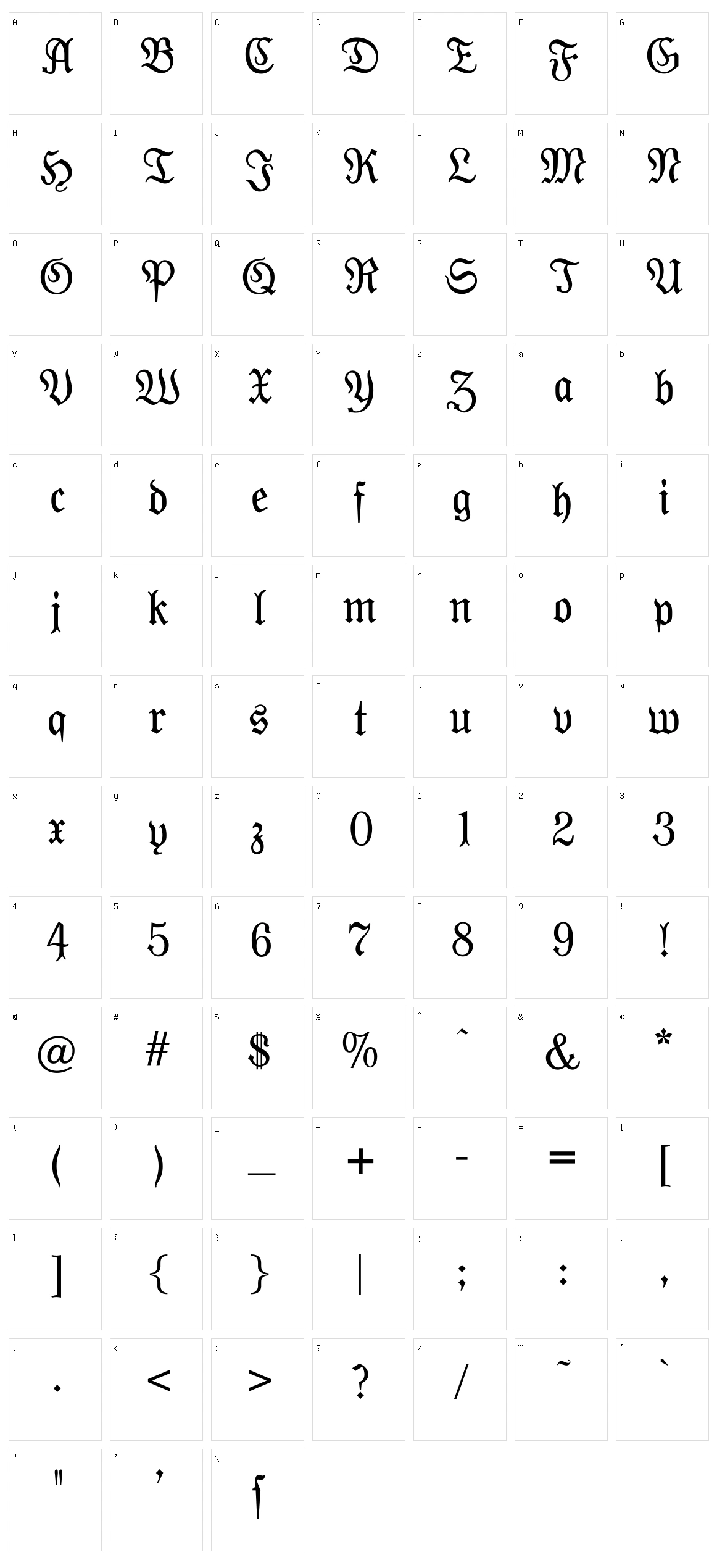 Moderne Fraktur Character Set