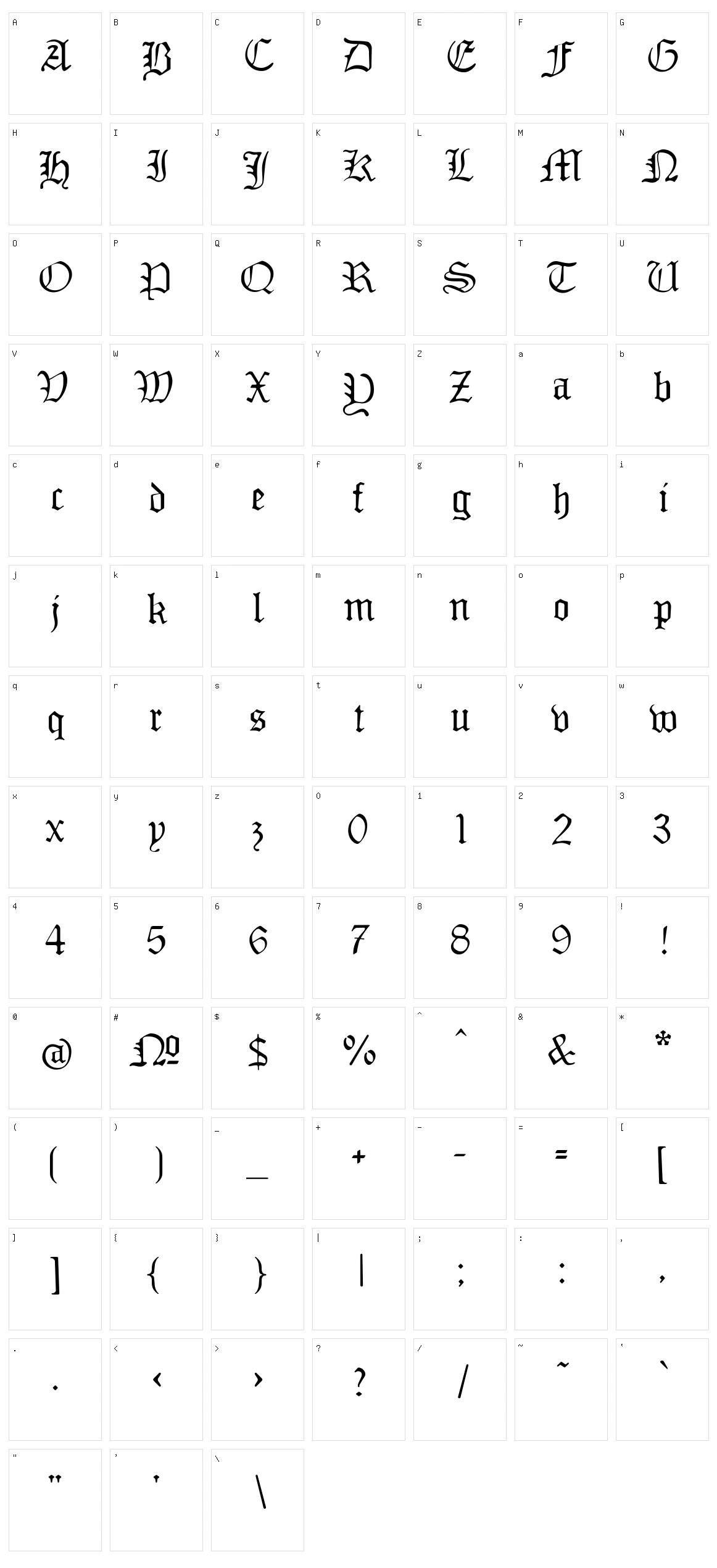 Mon Amour Fraktur Character Set
