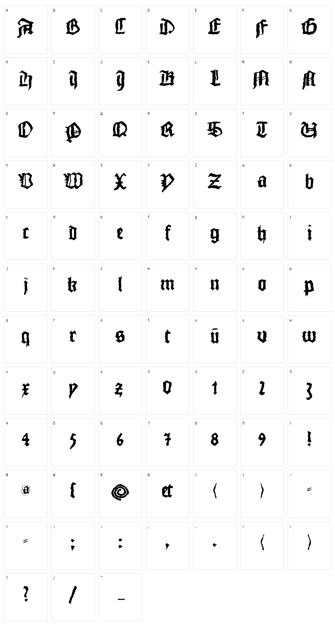 Monks Writing Character Set