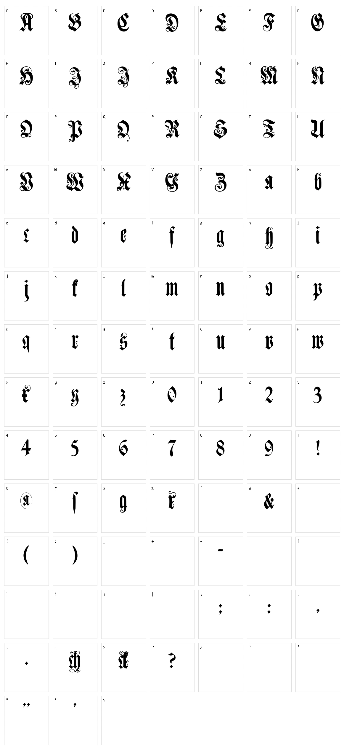 Muenchner Fraktur Character Set