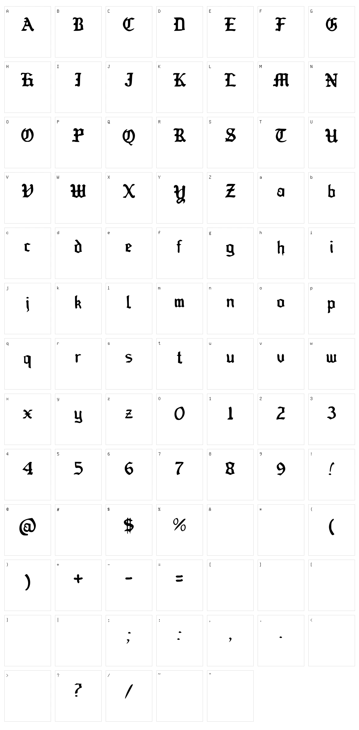 Old Englished Boots Character Set
