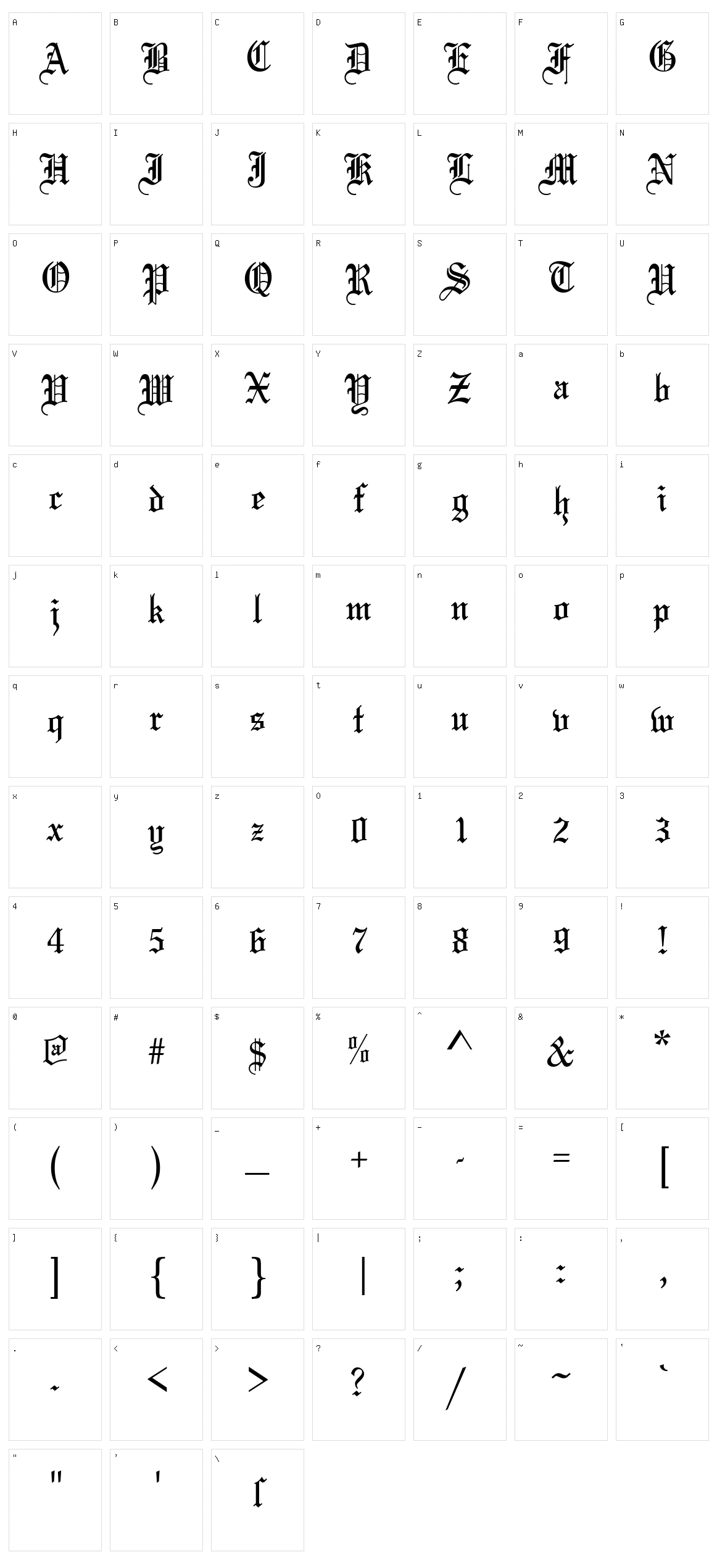 Olde English Character Set