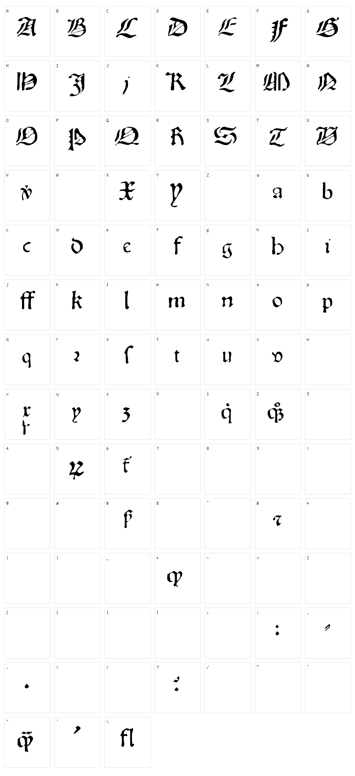 Oldprint Character Set