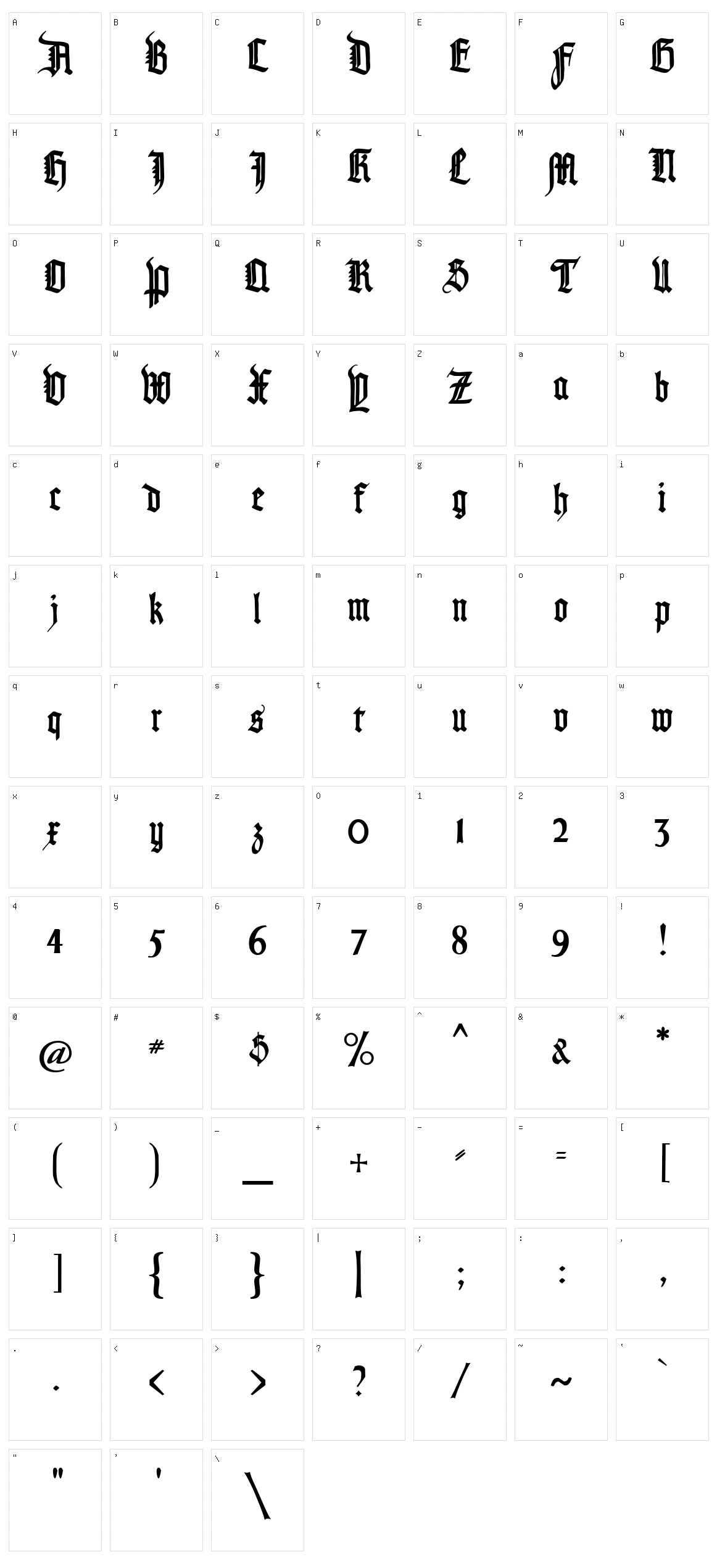 Pommern Gotisch Character Set