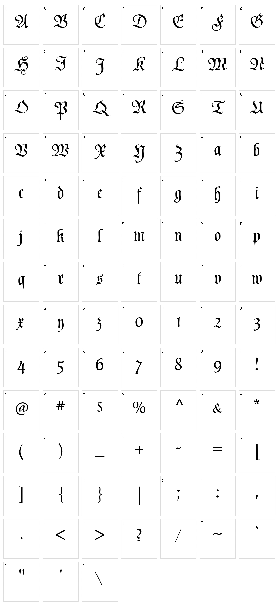 Poppl Fraktur CAT Character Set