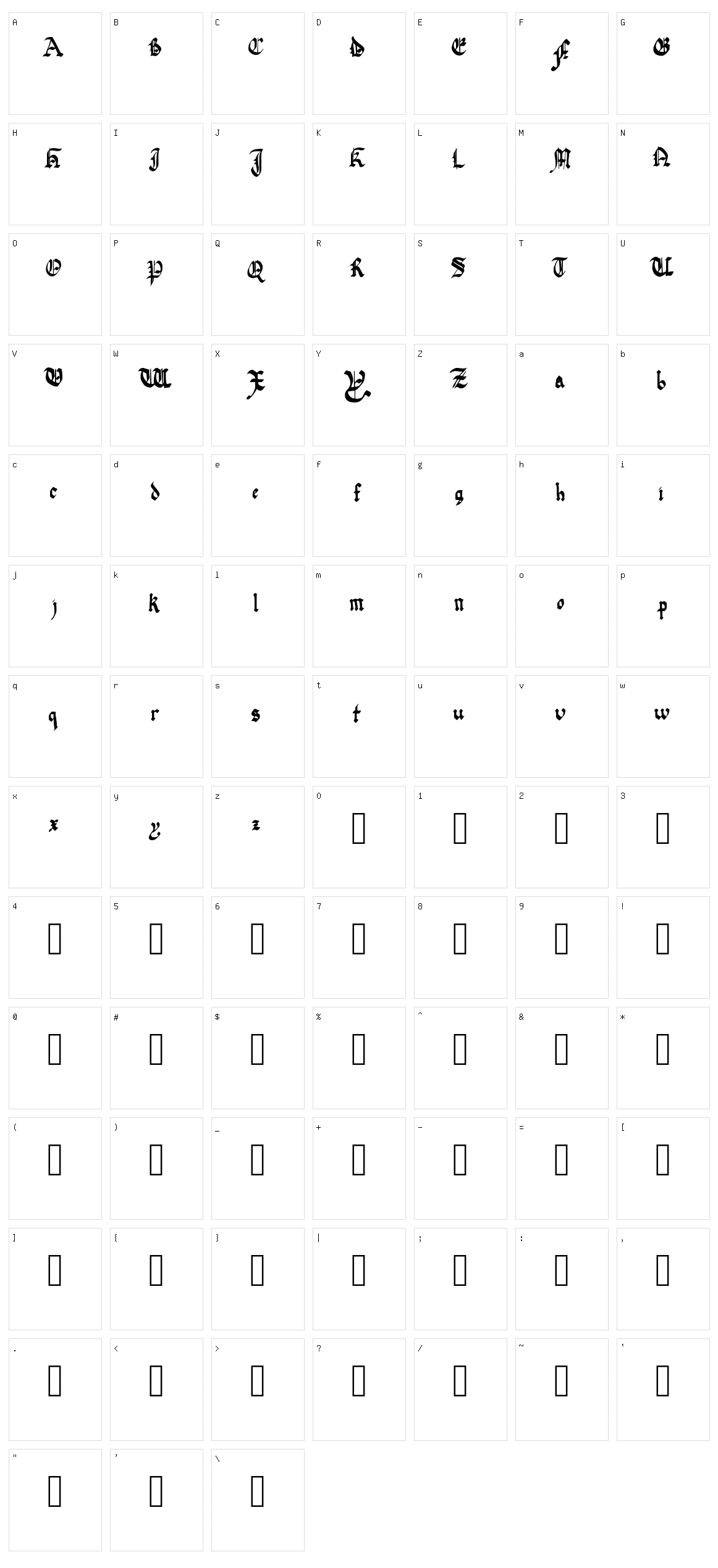 Quadrata Preciosa Character Set