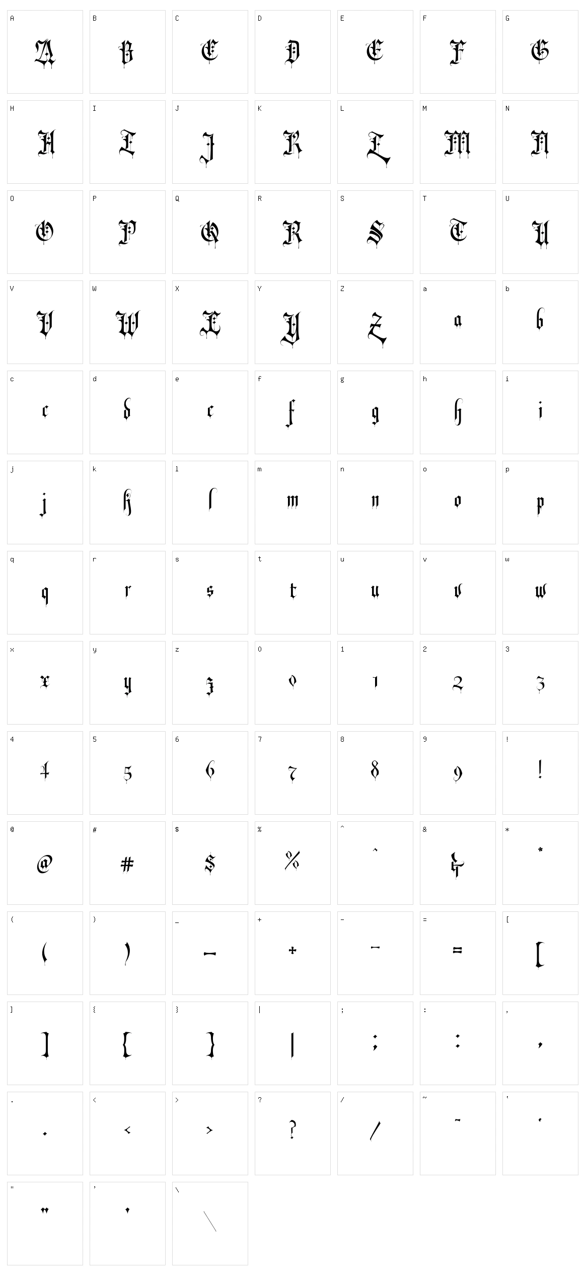 Revolver Blackletter Character Set