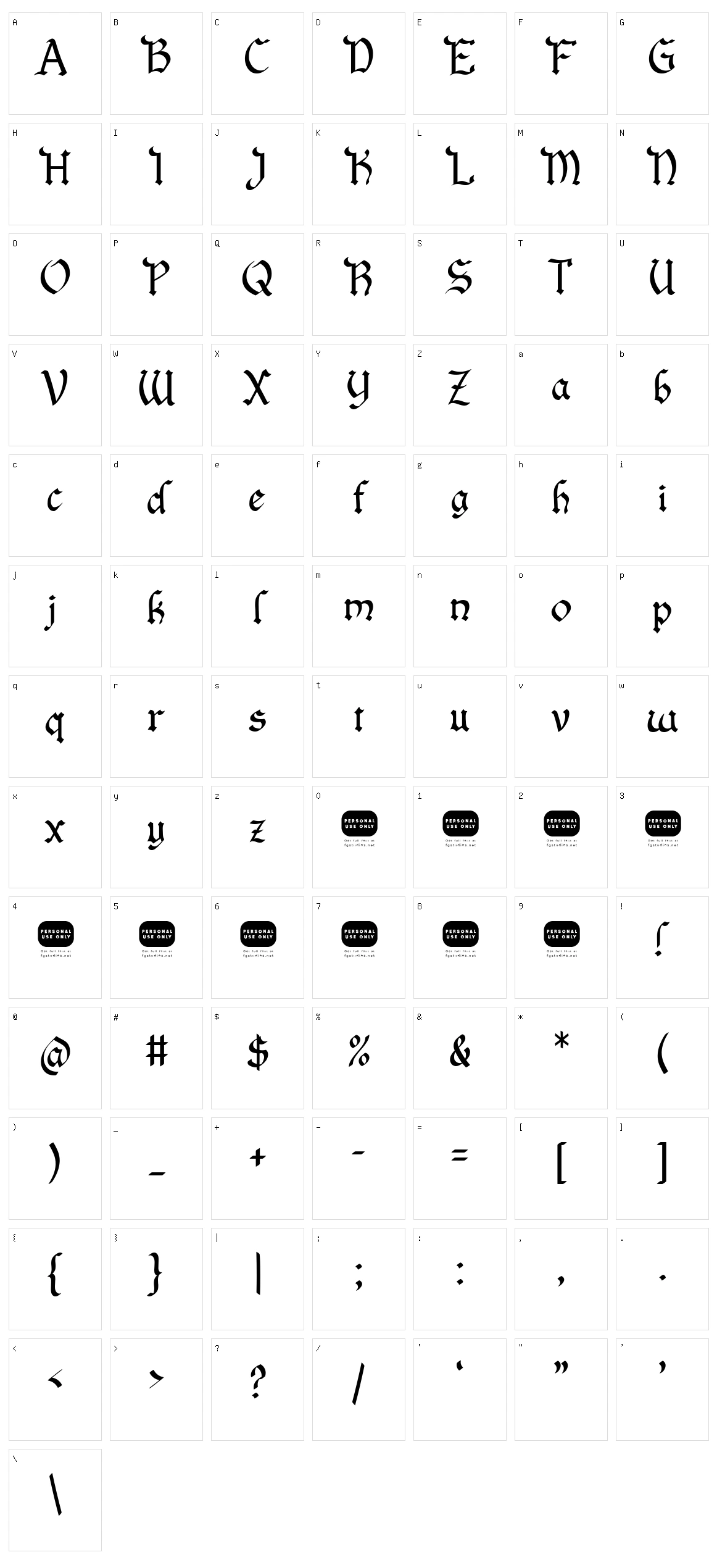 Salium Character Set