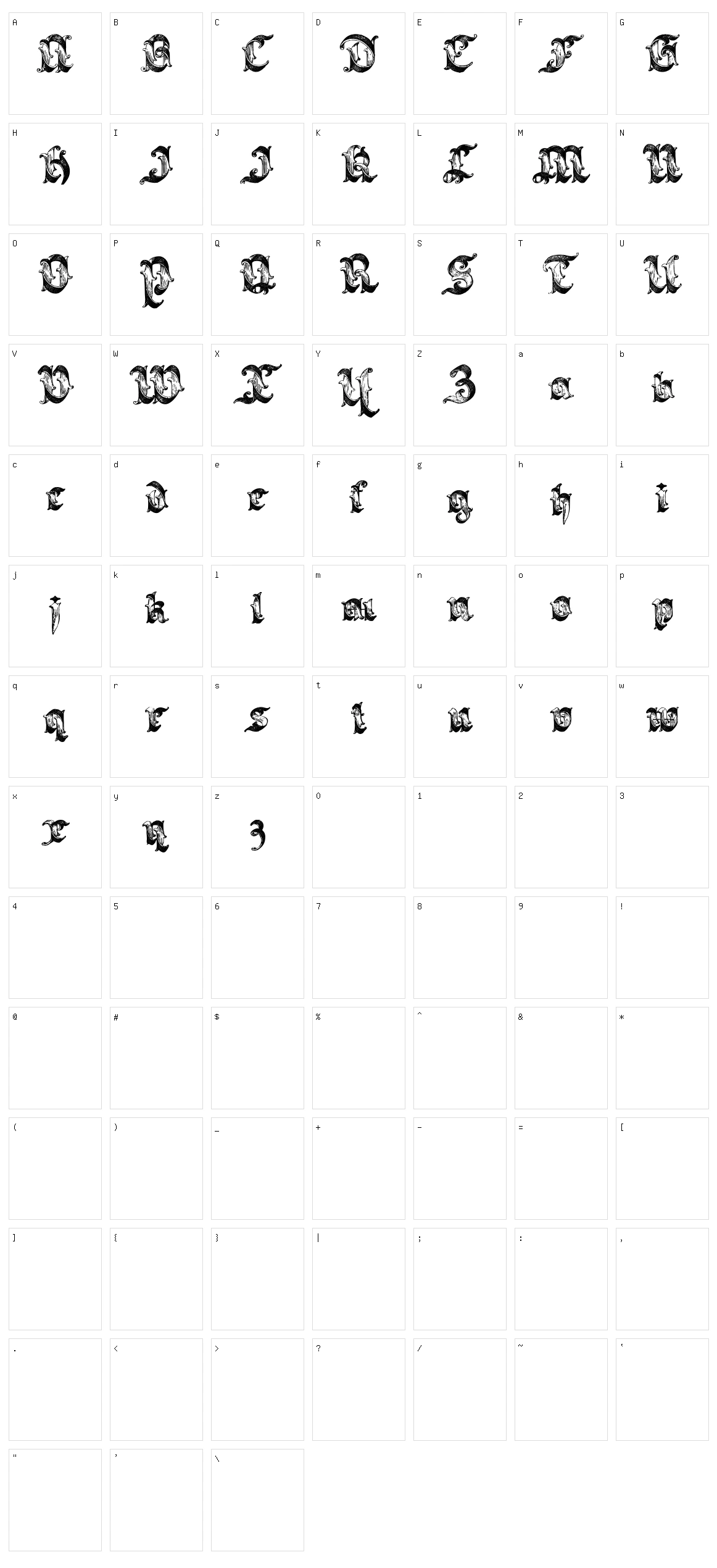 Saraband Character Set