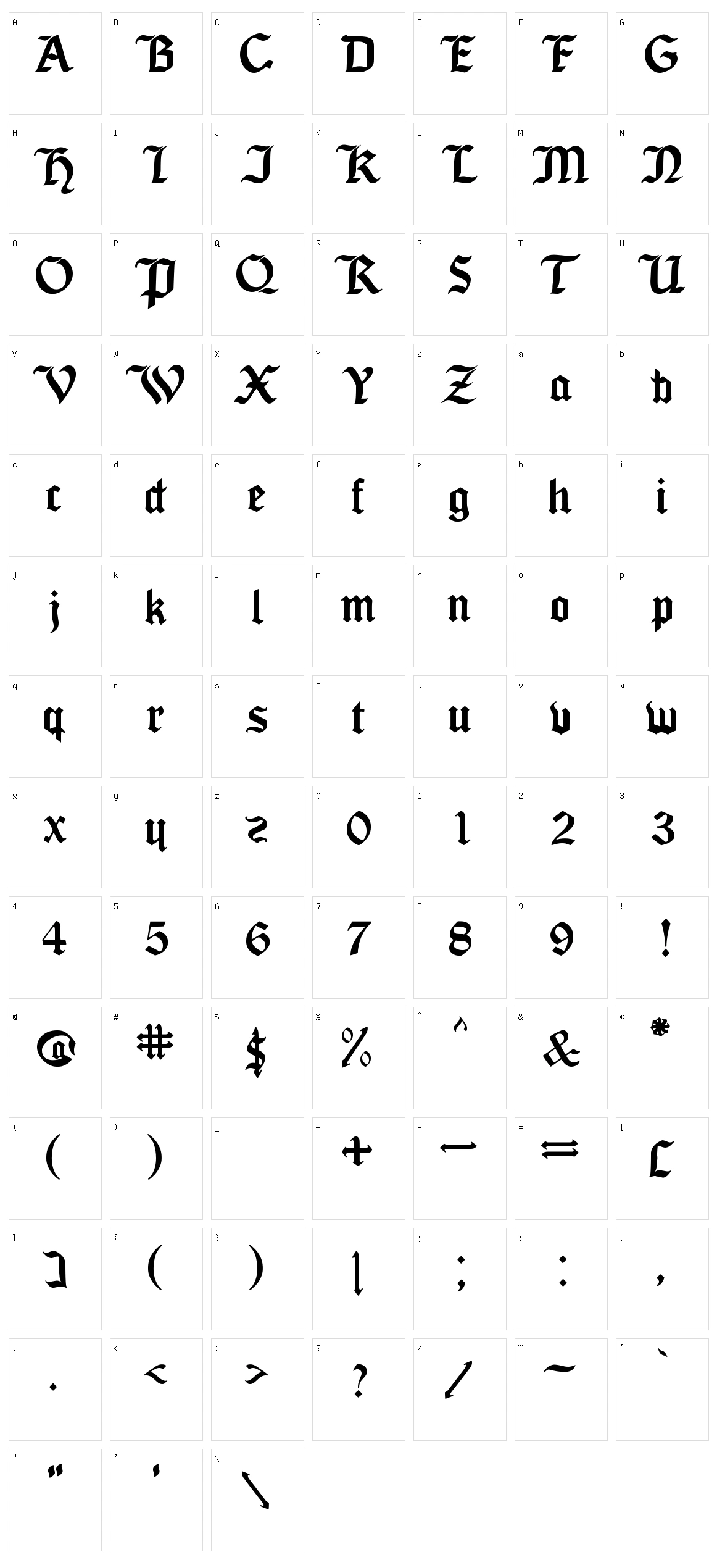 Seagram TFB Character Set