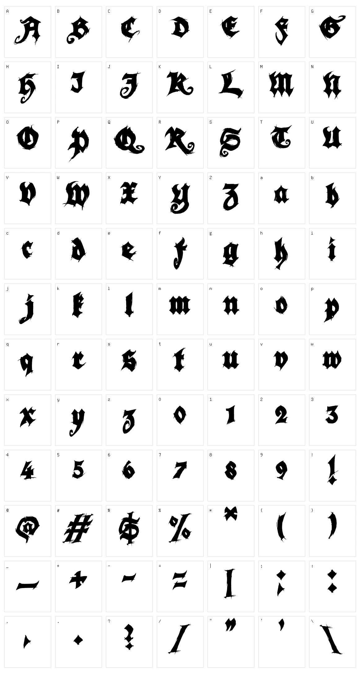 Season of the Witch Black Character Set