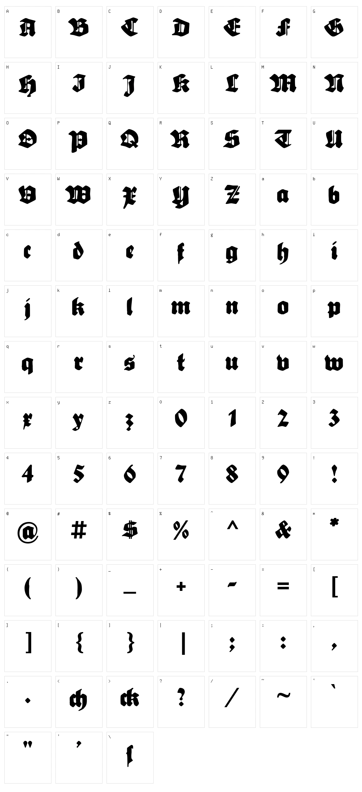 Sebaldus-Gotisch Character Set