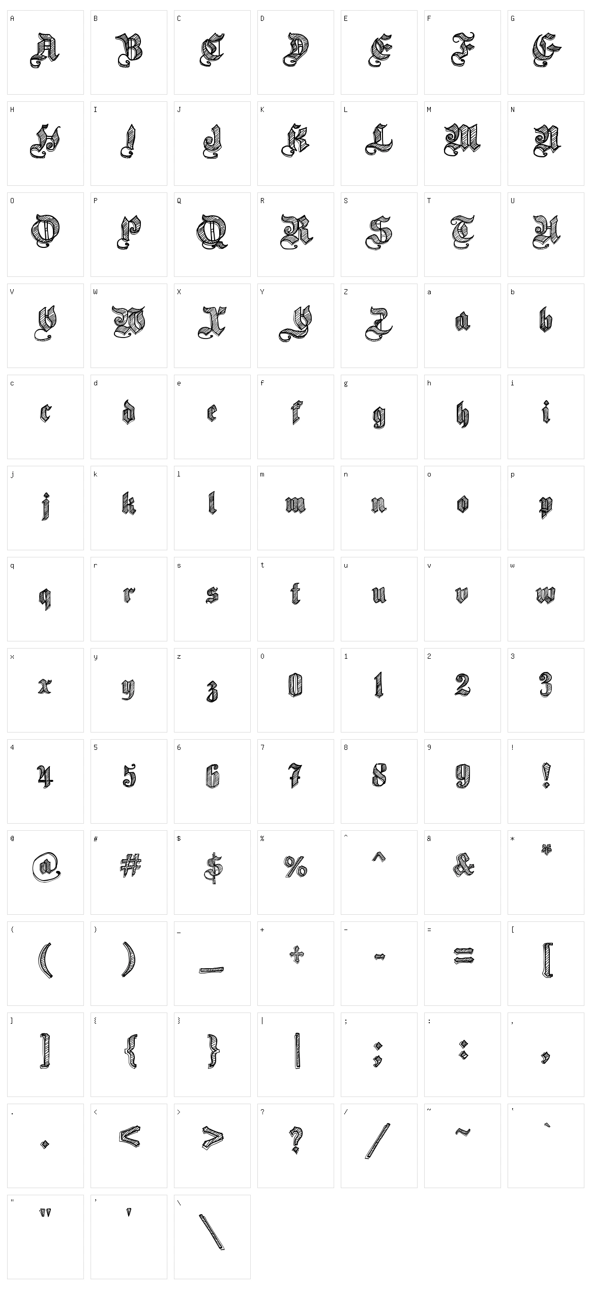 Sketch Gothic School Character Set