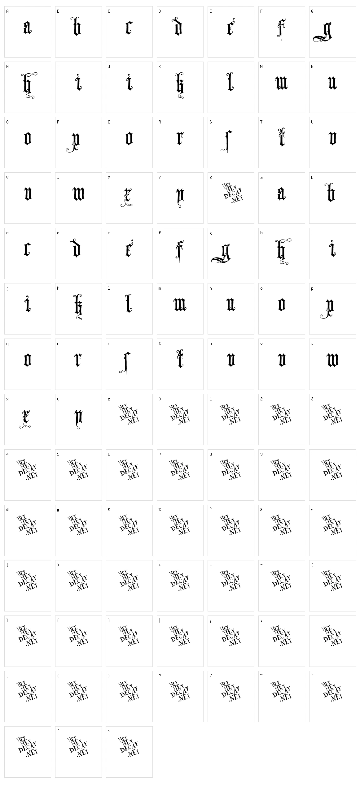 Skjend Hans Gotisk Character Set
