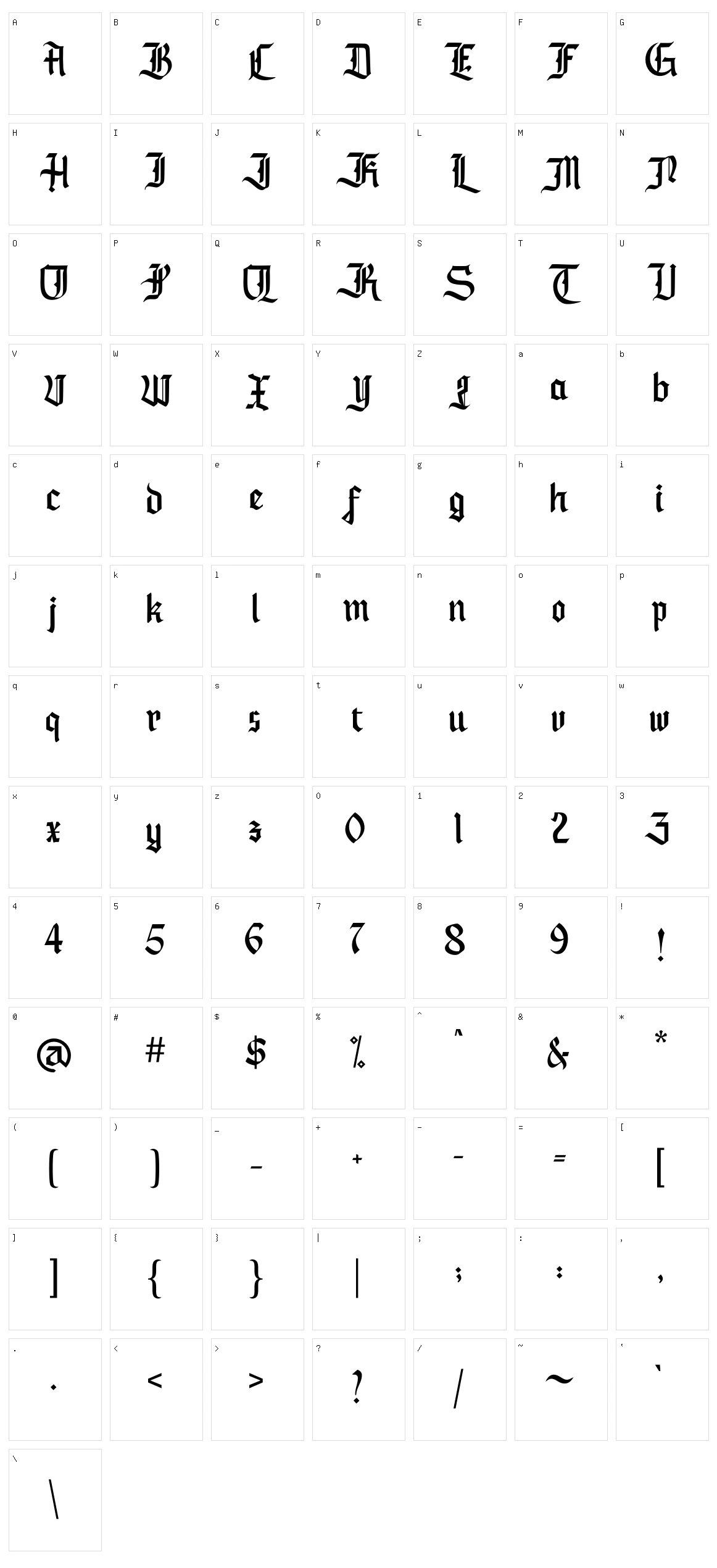 Standrag Character Set