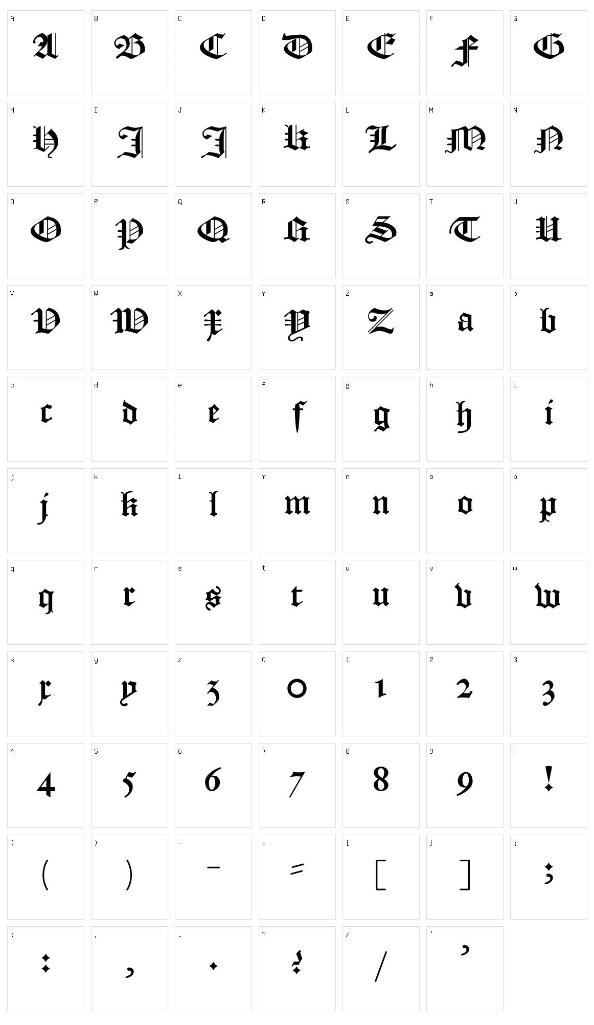 Textura Belgica Character Set