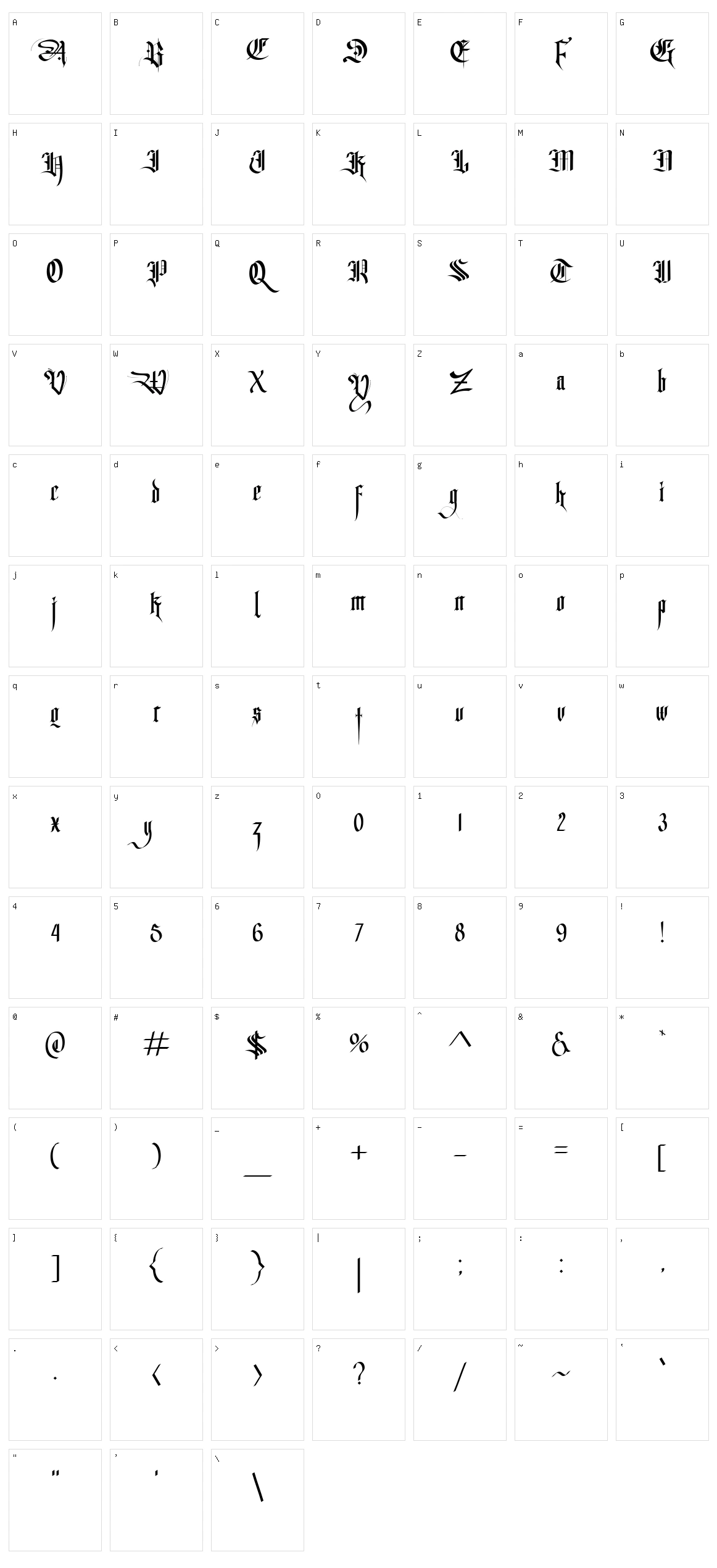Tisk Character Set