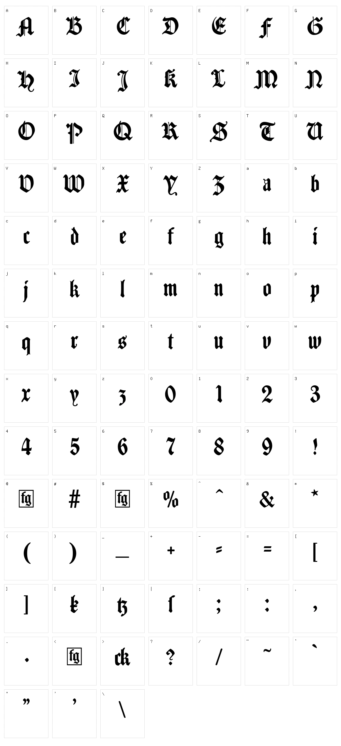 Traditio AH Character Set