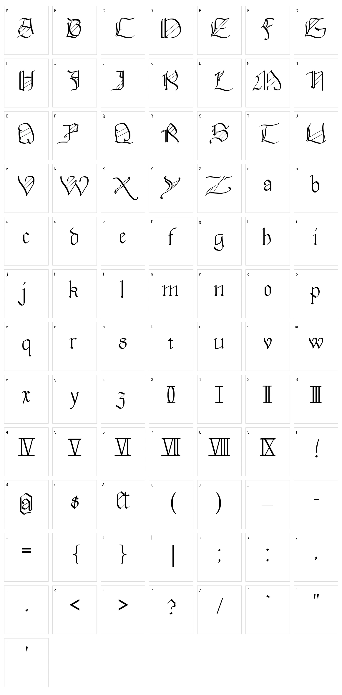 Walkiria Character Set