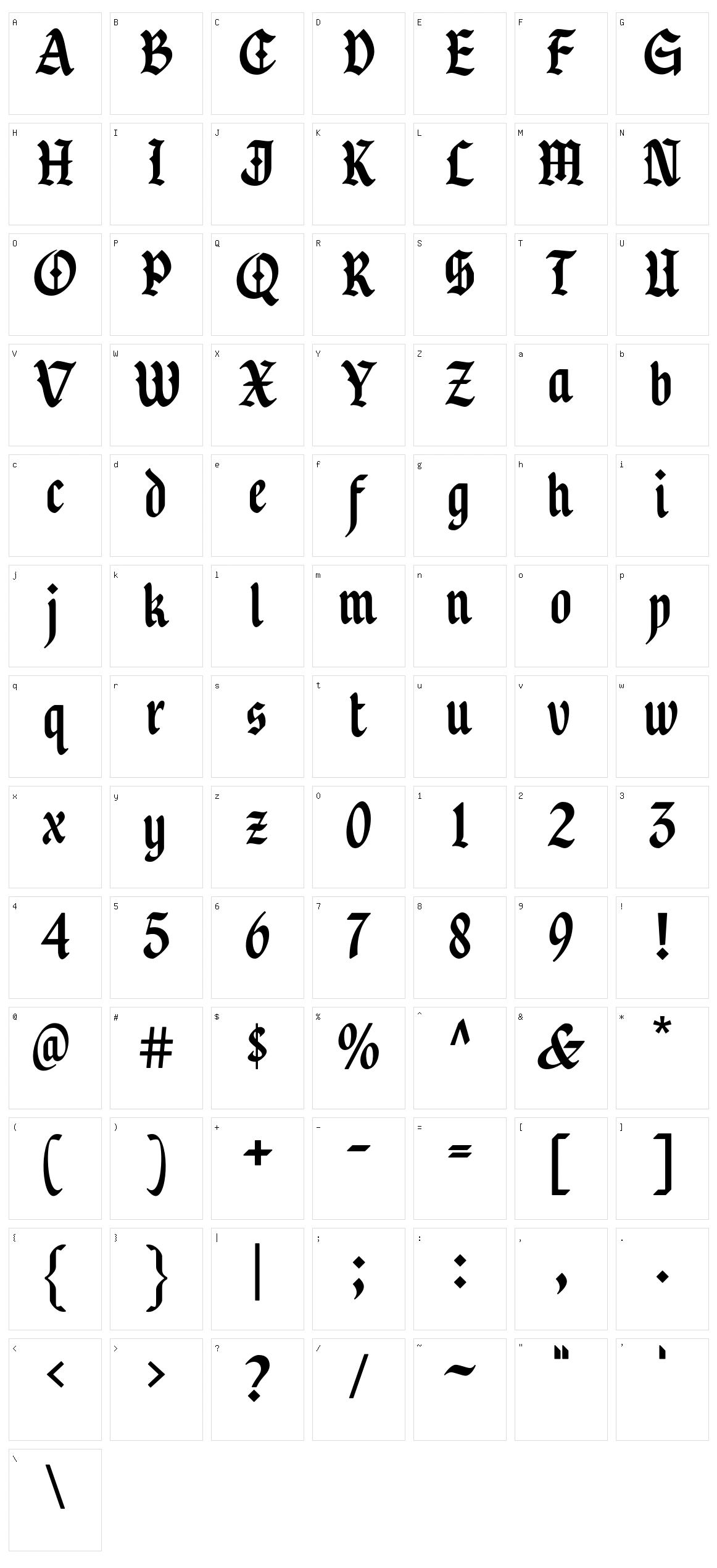 Warsuck Character Set