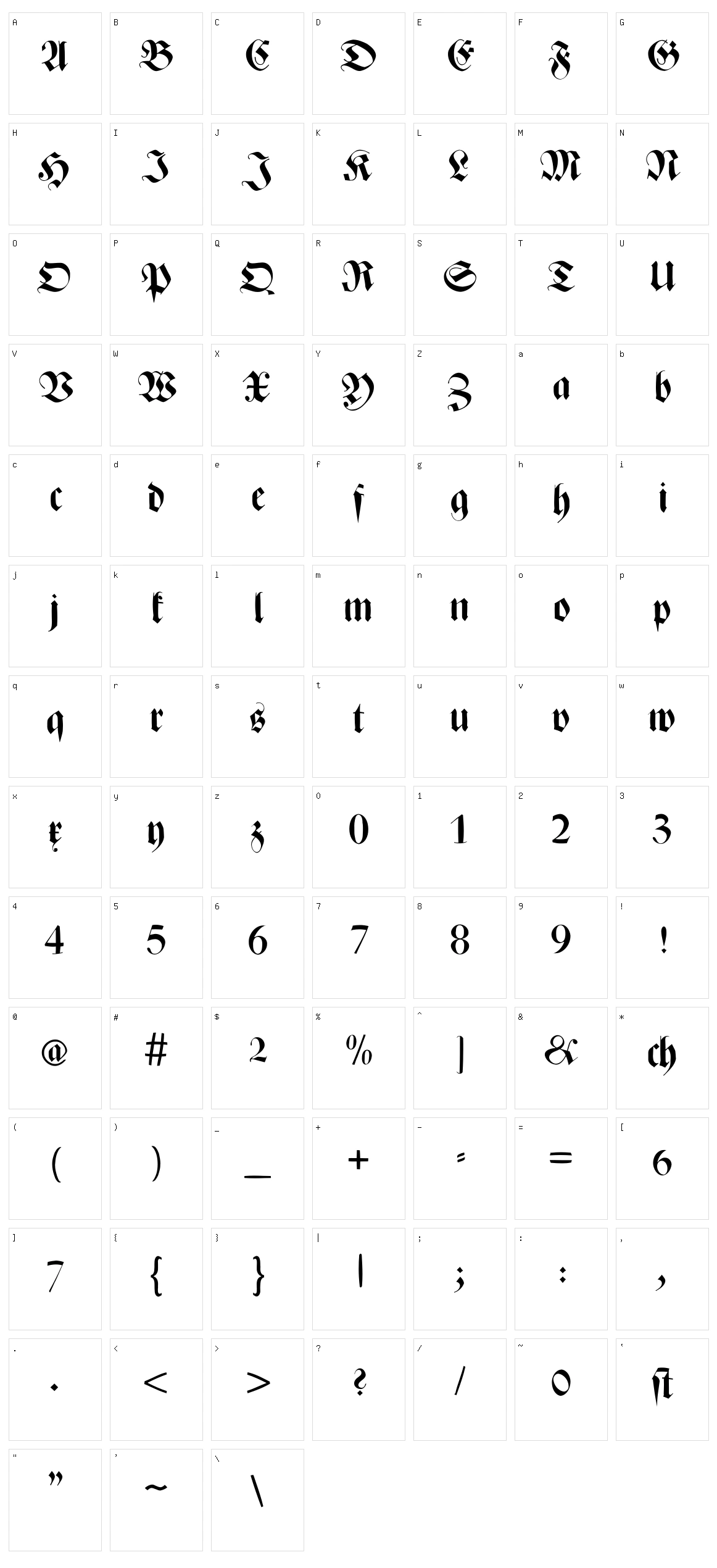 ZenFrax Character Set