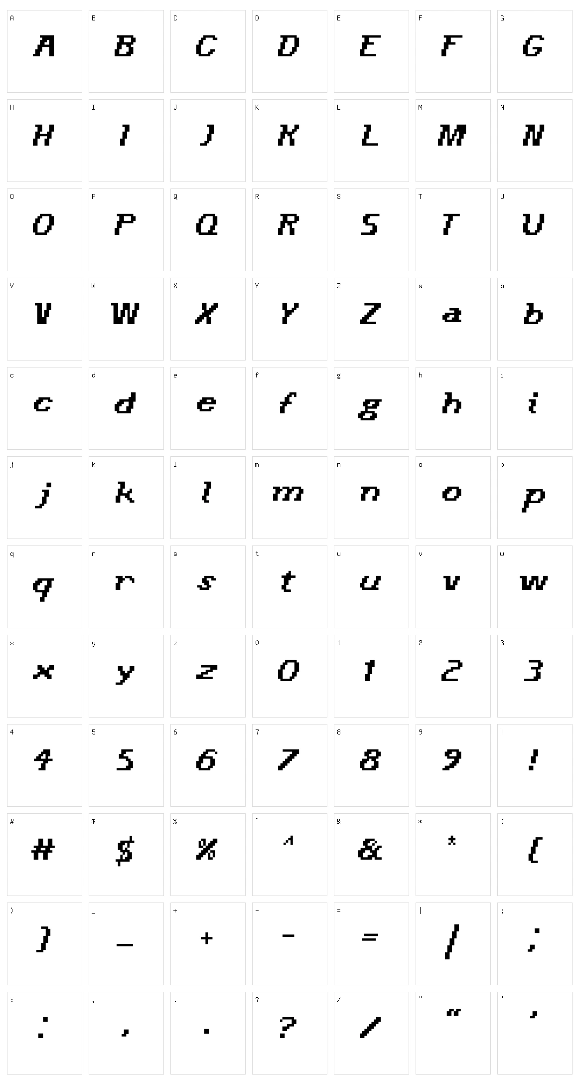 2Credits Character Set