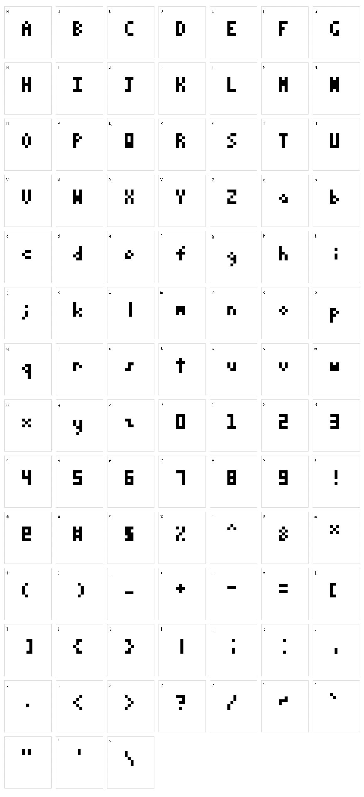 3 by 5 Character Set