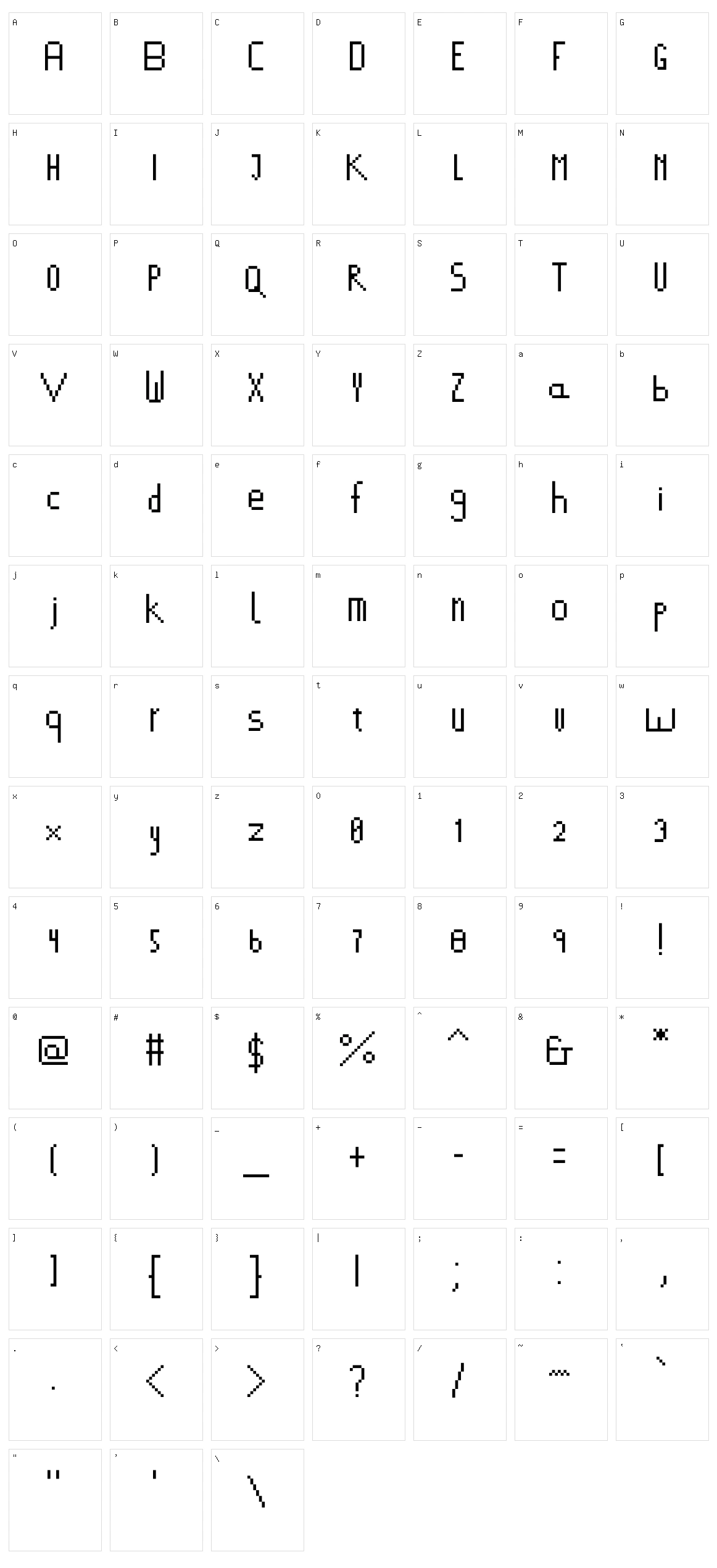 378 Font Character Set