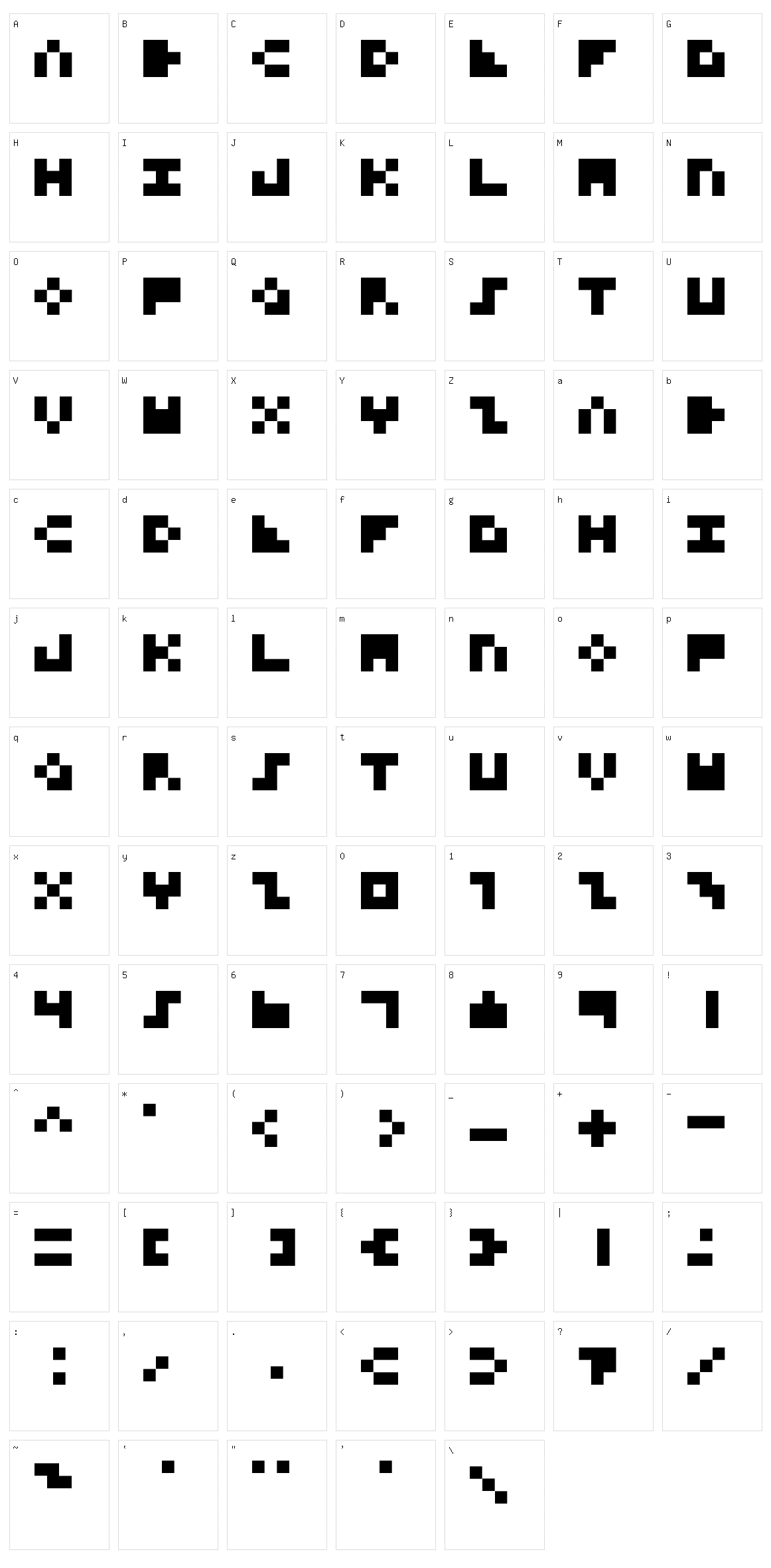 3x3 Mono Character Set
