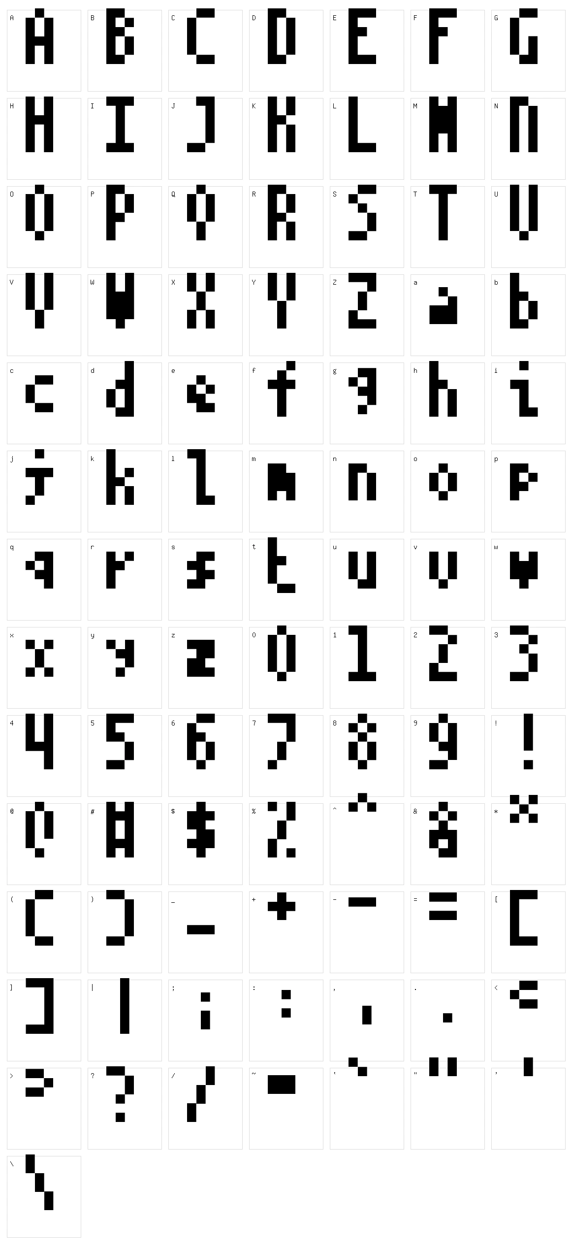 5 Monopix Character Set