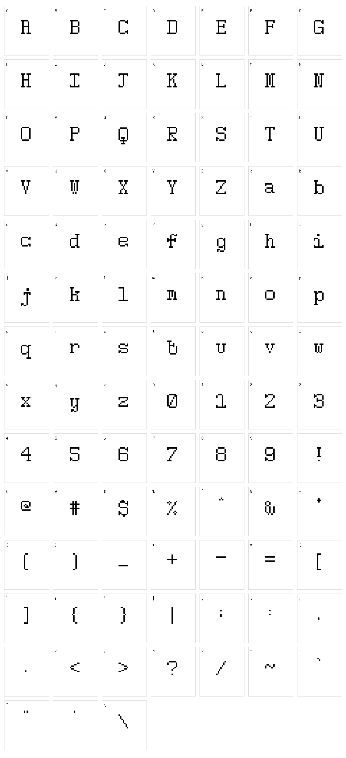 5Pixwriter Character Set