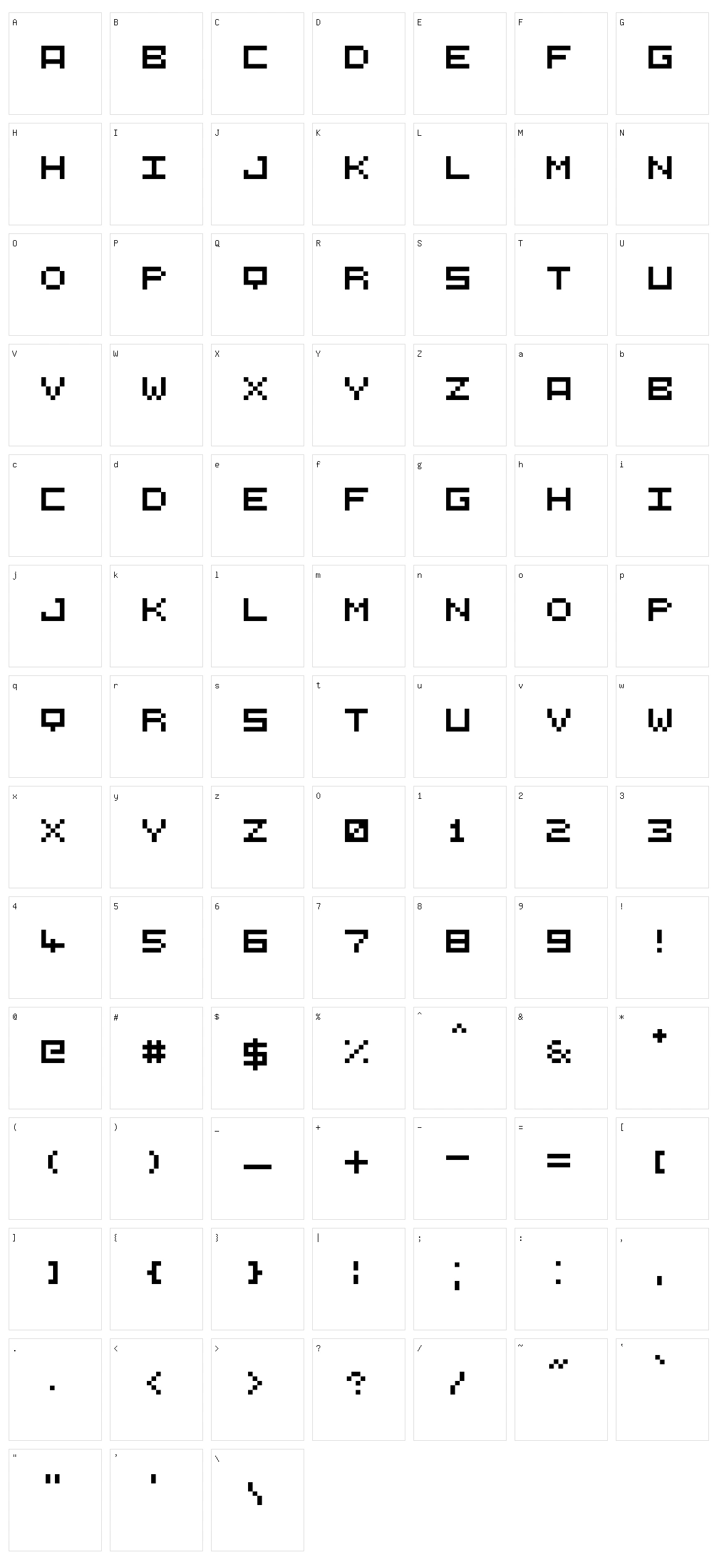 5X5 Character Set