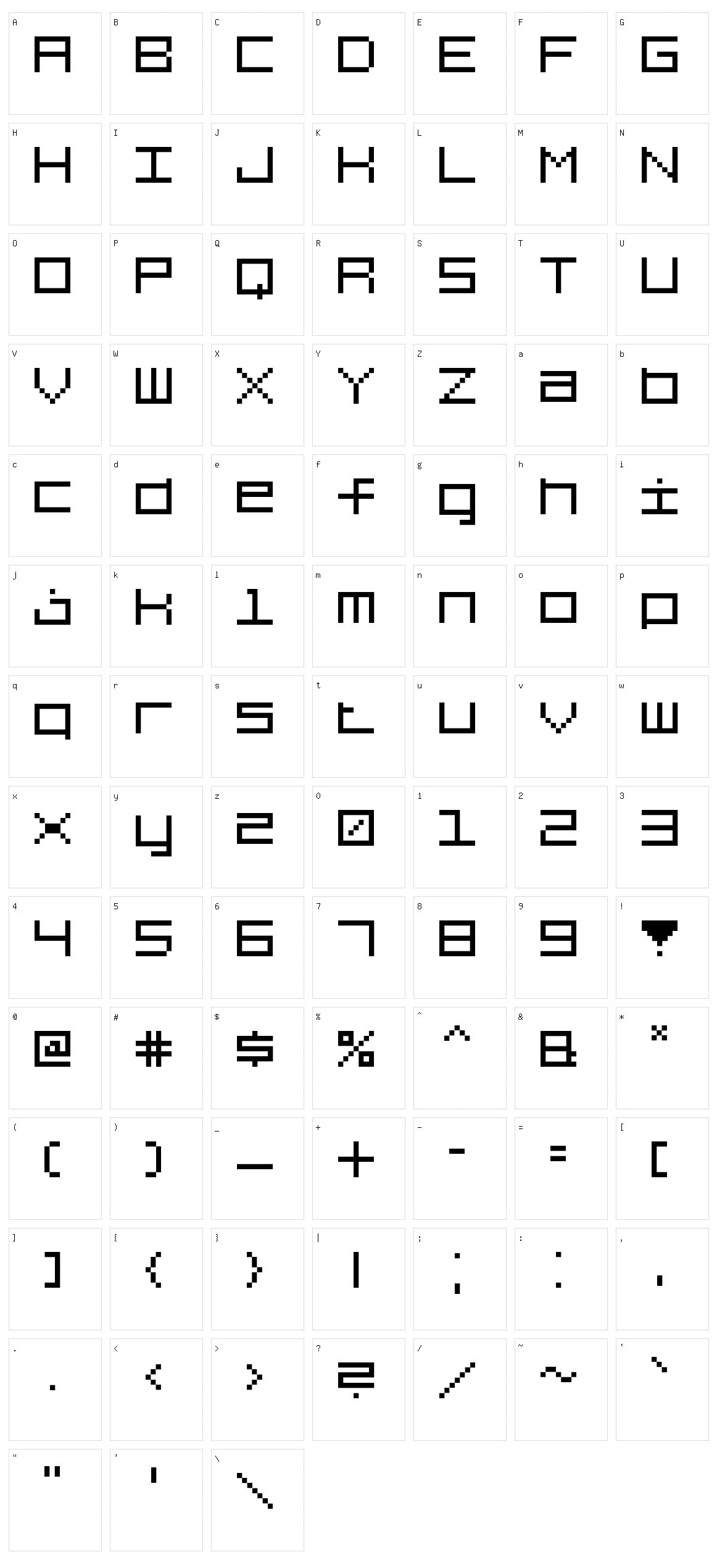 7 Squared Character Set