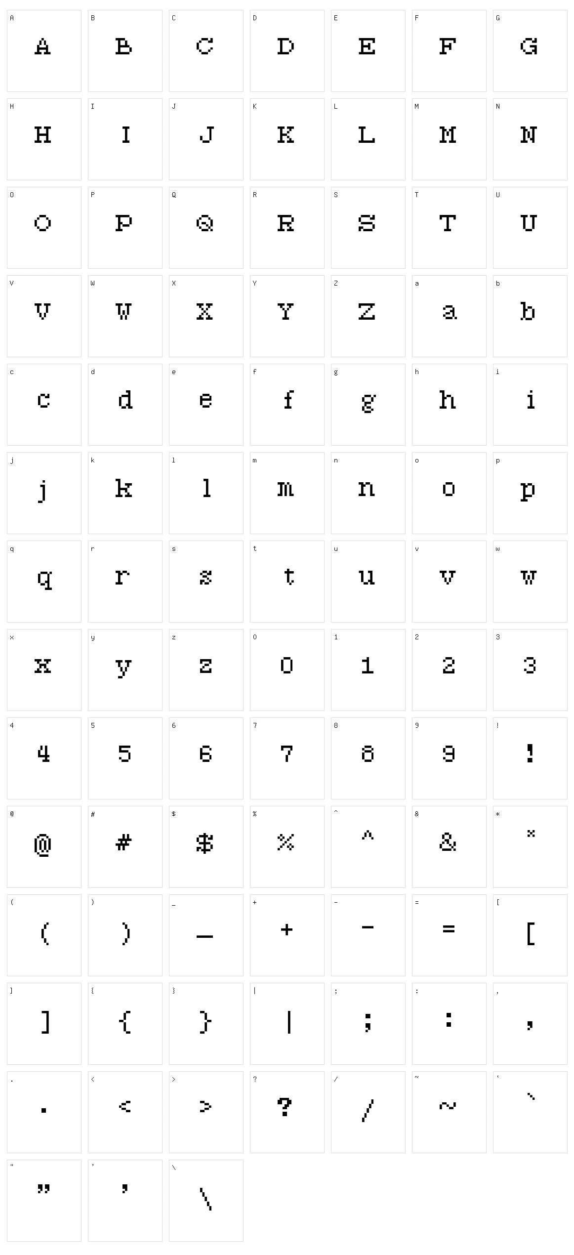 7:12 Serif Character Set